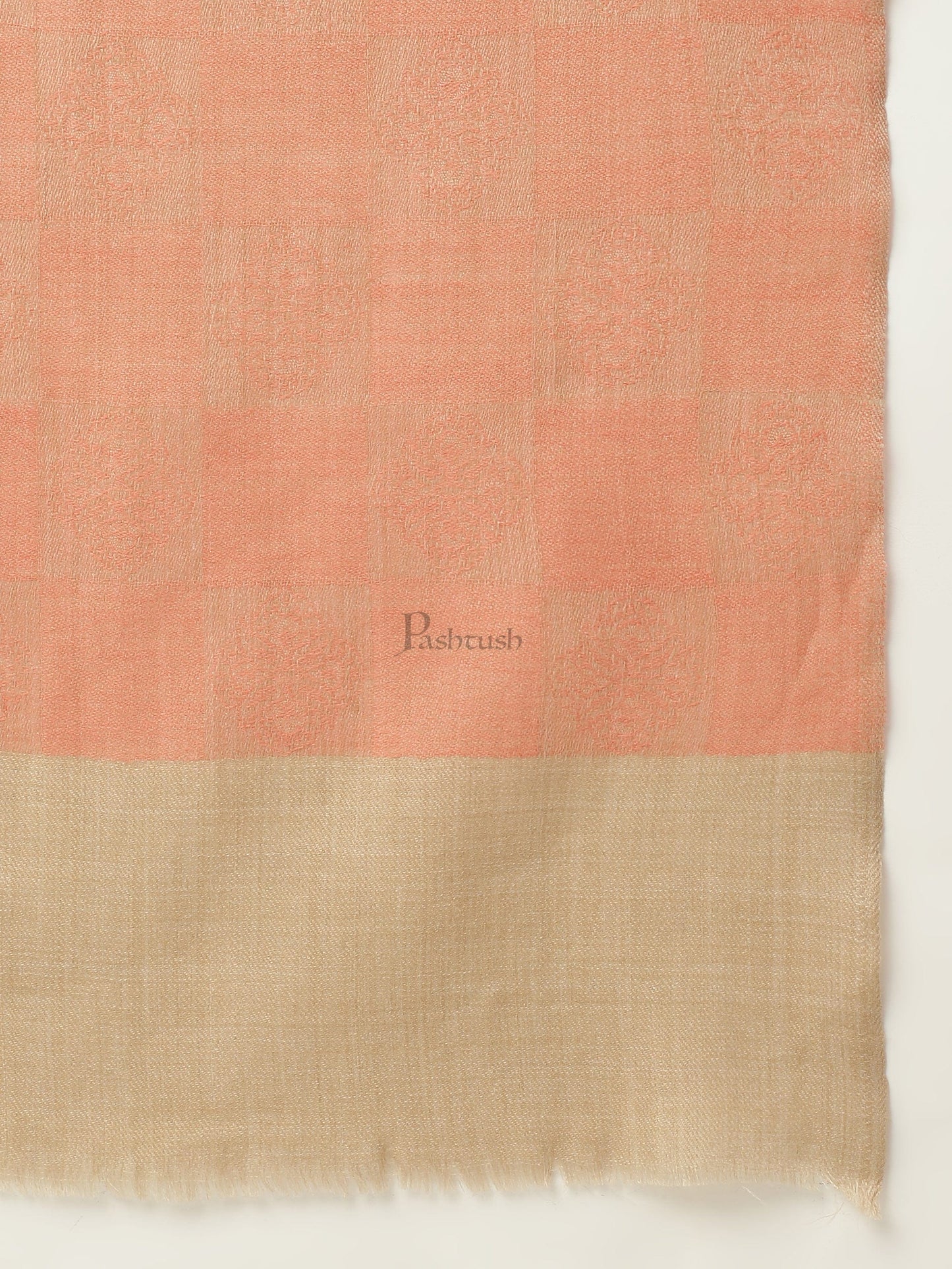 Pashtush India Womens Stoles and Scarves Scarf Pashtush womens Stole, Checkered design, Peach