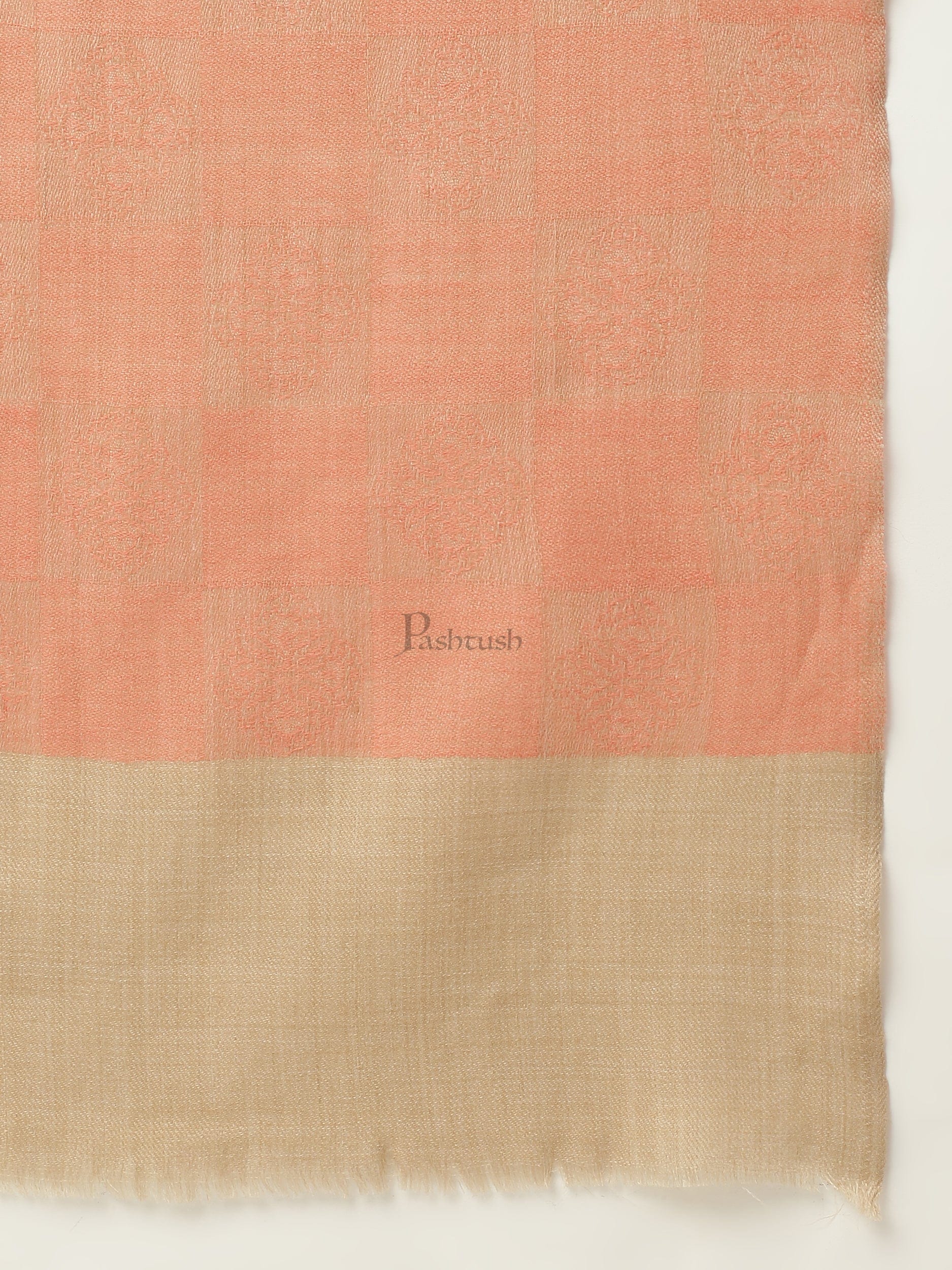 Pashtush India Womens Stoles and Scarves Scarf Pashtush womens Stole, Checkered design, Peach