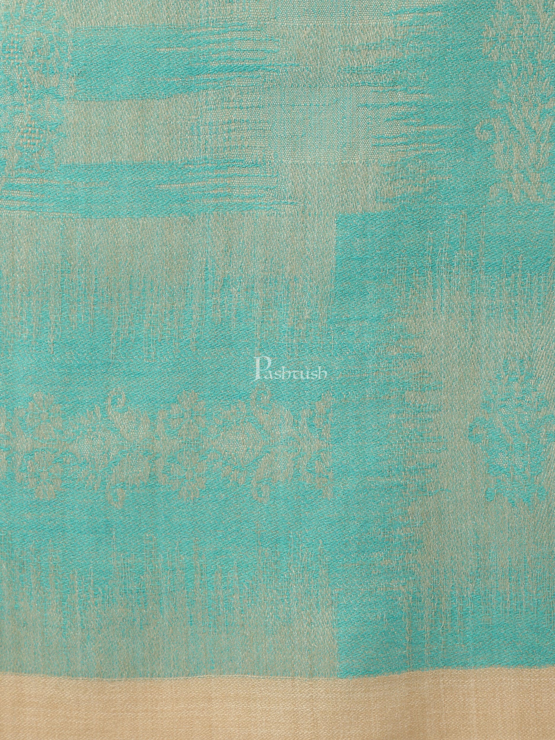 Pashtush India Womens Stoles and Scarves Scarf Pashtush womens Stole, Ikkat design, Seagreen