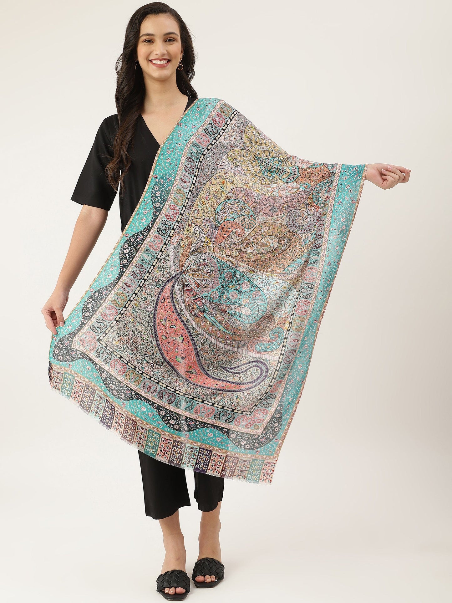 Pashtush India Womens Stoles and Scarves Scarf Pashtush womens Stole, Paisley design, Multicolour