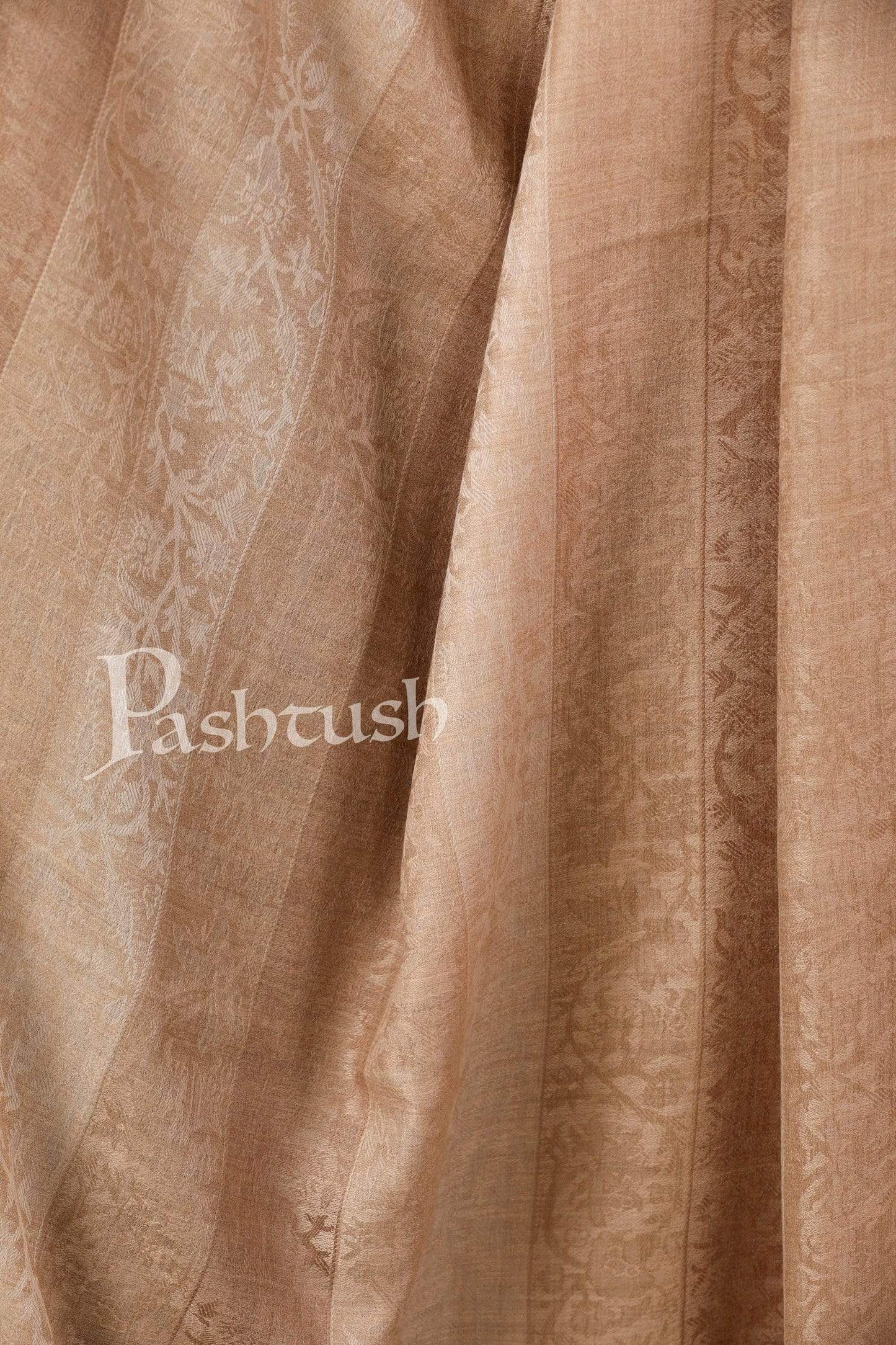 Pashtush India 114x228 Pashtush Womens Striped Paisley, Self Shawl, in Extra Soft Fine Wool, Large Wrap Size