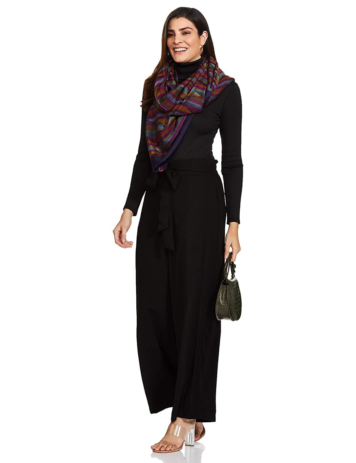 Pashtush India 70x200 Pashtush Womens Striped Reversible Stole, 100% Pure Wool With Woolmark Certification
