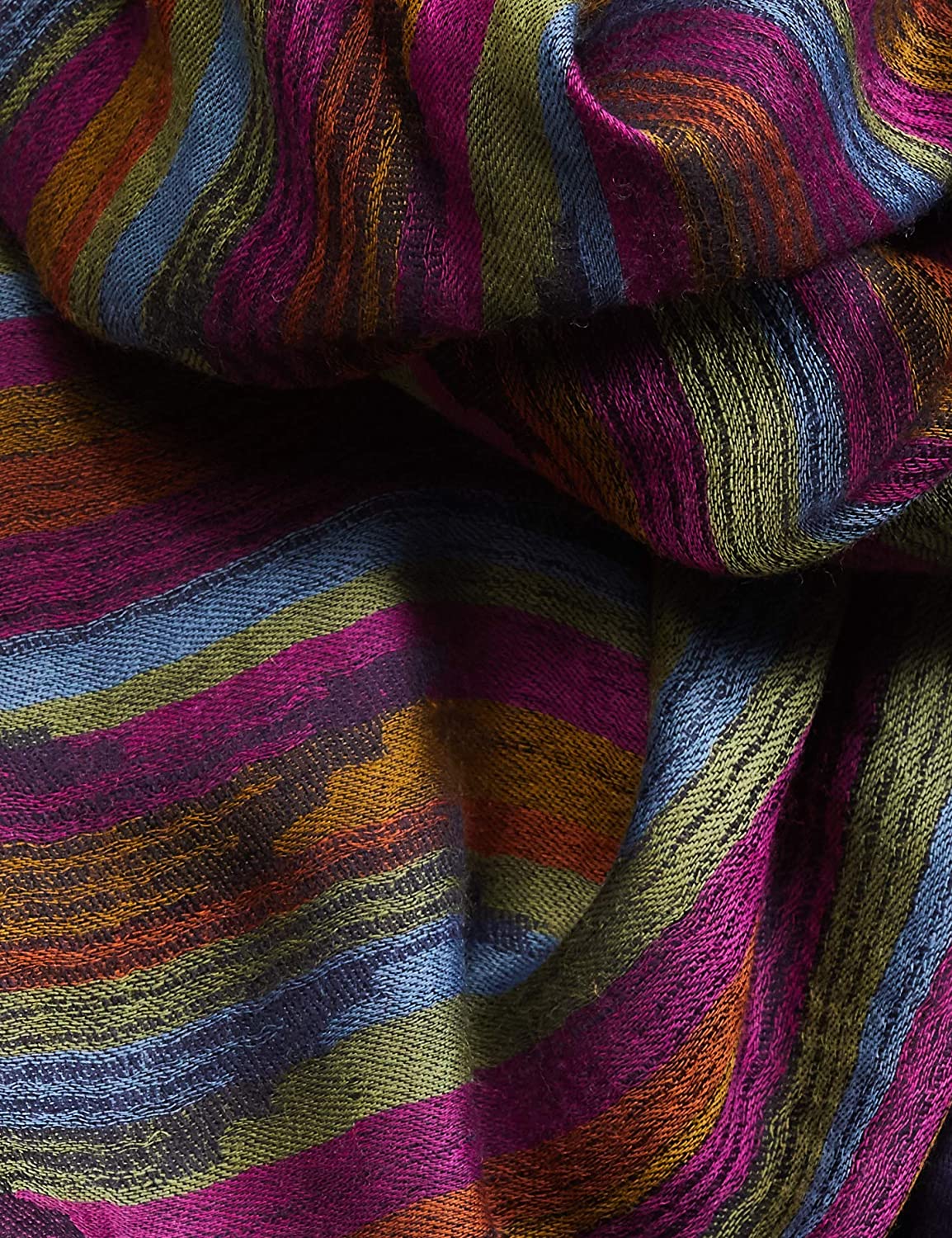 Pashtush India 70x200 Pashtush Womens Striped Reversible Stole, 100% Pure Wool With Woolmark Certification