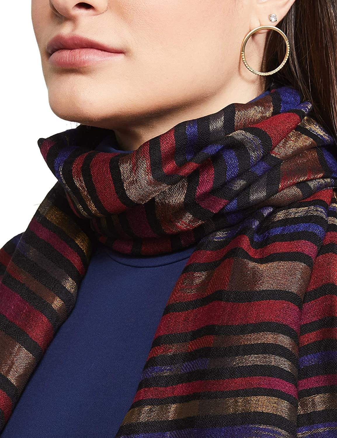 Pashtush India 70x200 Pashtush Womens Twilight Collection, Reversible With Metallic Thread Weave, Fine Wool