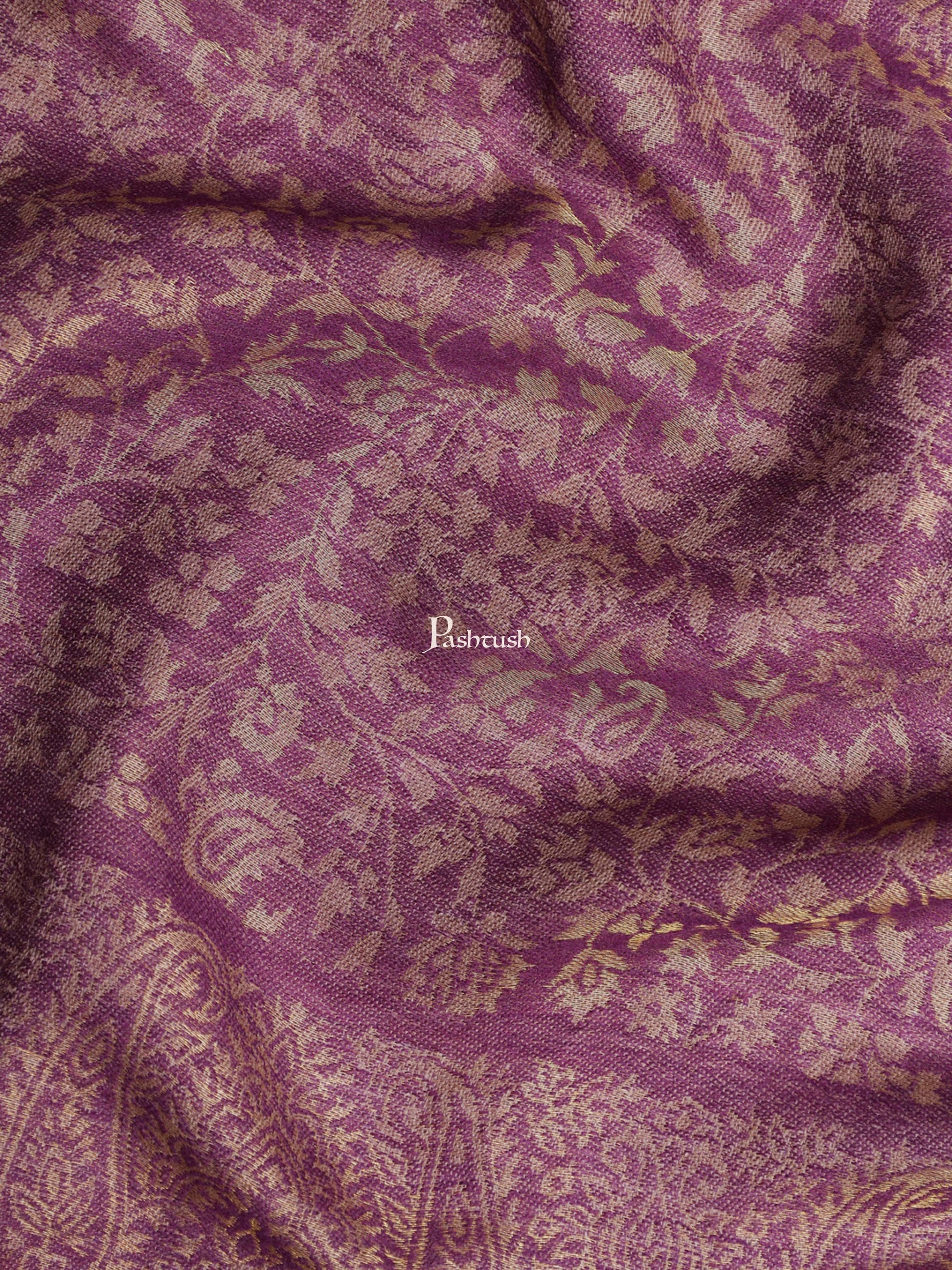 Pashtush India Womens Shawls Pashtush Womens Twilight Collection Shawl, With Metallic Weave, Fine Wool, Peel Lilac