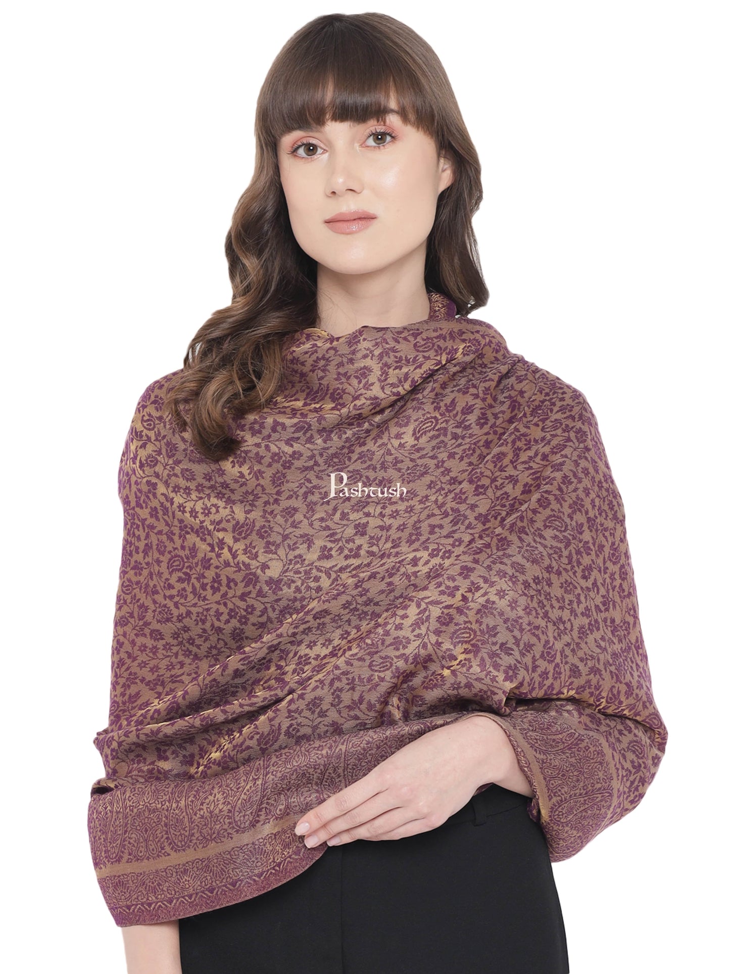 Pashtush India Womens Shawls Pashtush Womens Twilight Collection Shawl, With Metallic Weave, Fine Wool, Peel Lilac