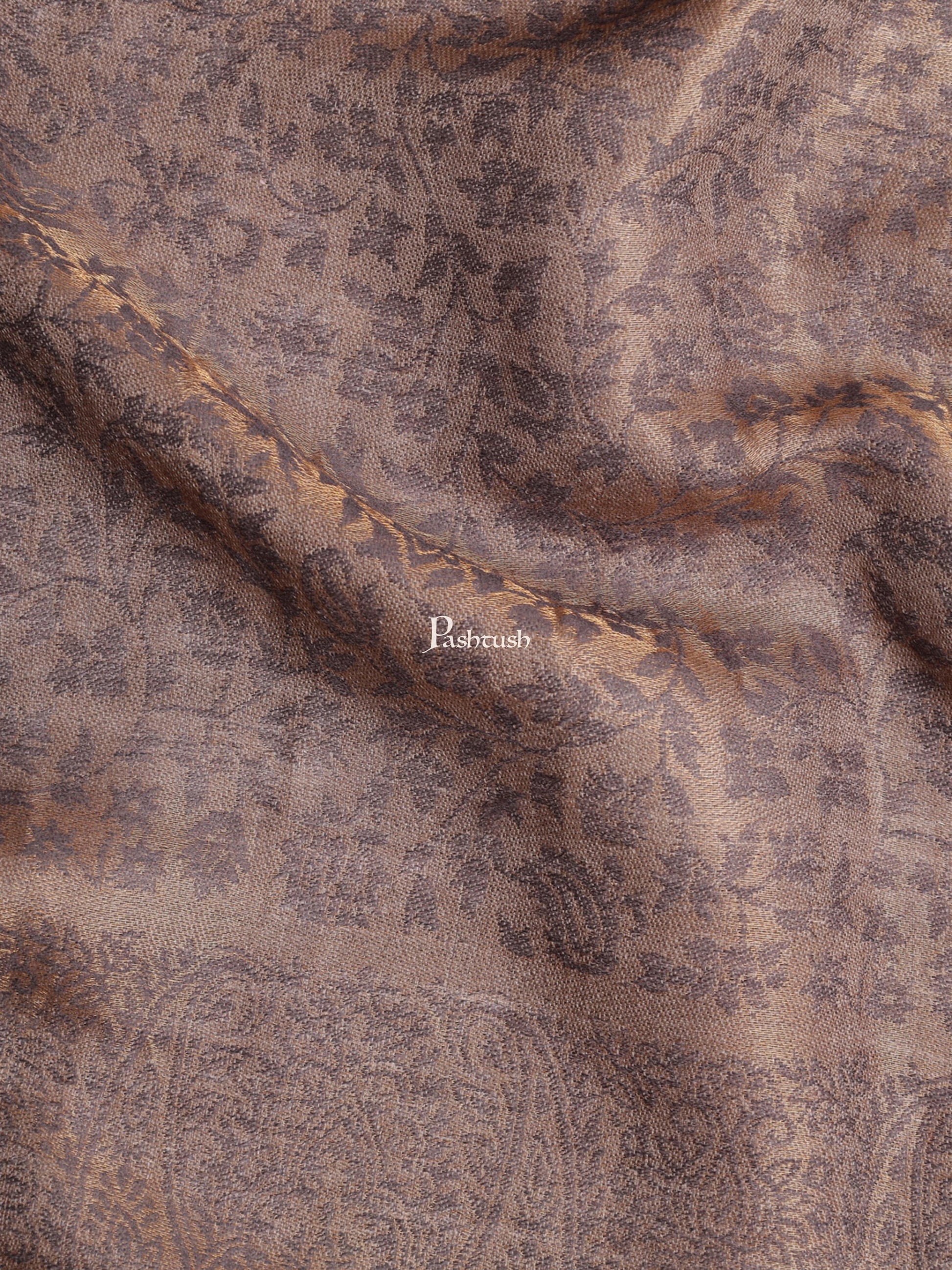 Pashtush India Womens Shawls Pashtush Womens Twilight Collection Shawl, With Metallic Weave, Fine Wool, Taupe