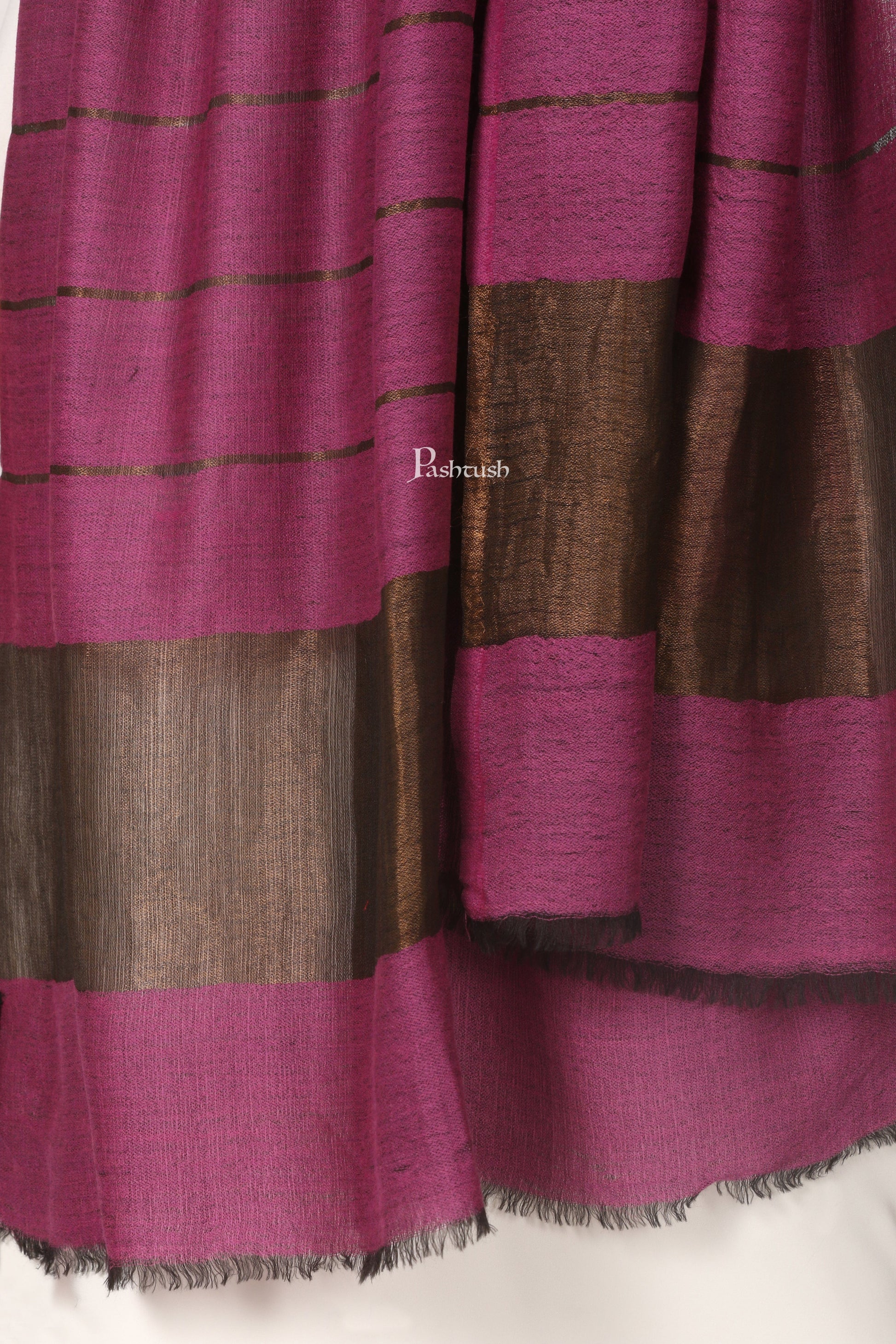 Pashtush India womens scarf and Stoles Pashtush Womens Twilight Collection Stole, With Striped Weave, Soft and Warm, Silk Wool, Pink