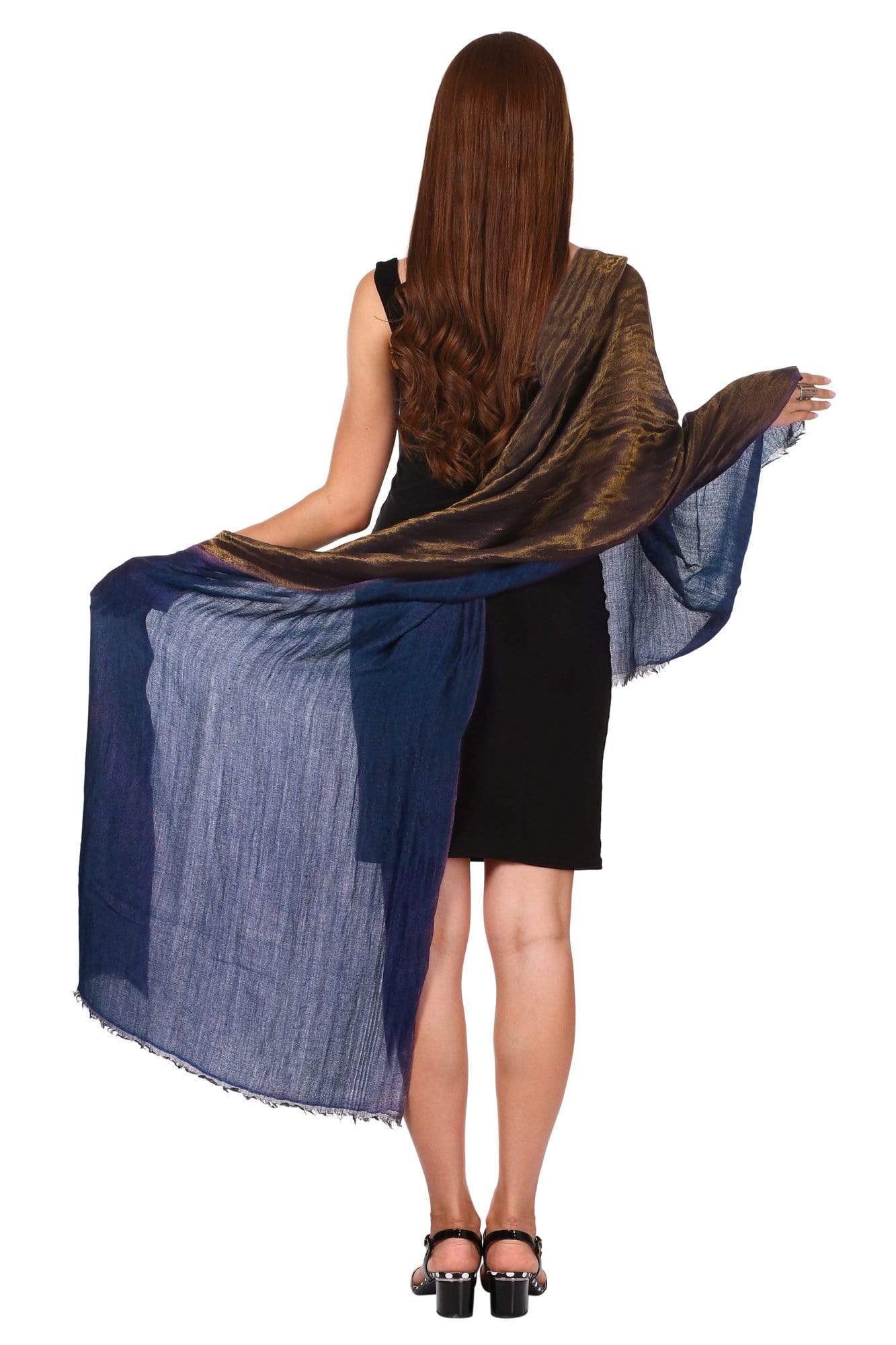 Pashtush Shawl Store Stole Pashtush Womens Twilight Scarf, Reversible Scarf, Pashmina Soft (Blue)