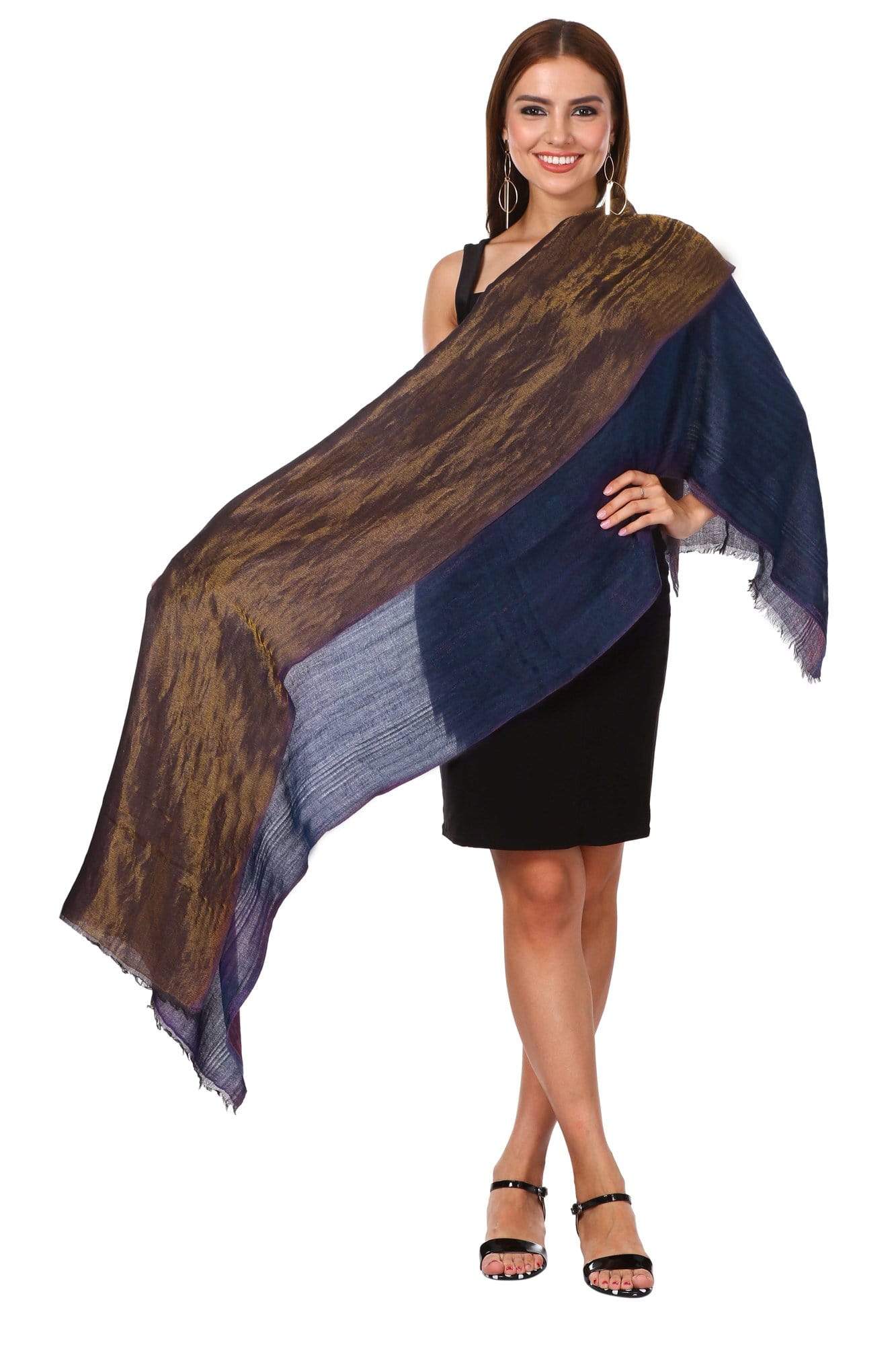 Pashtush Shawl Store Stole Pashtush Womens Twilight Scarf, Reversible Scarf, Pashmina Soft (Blue)