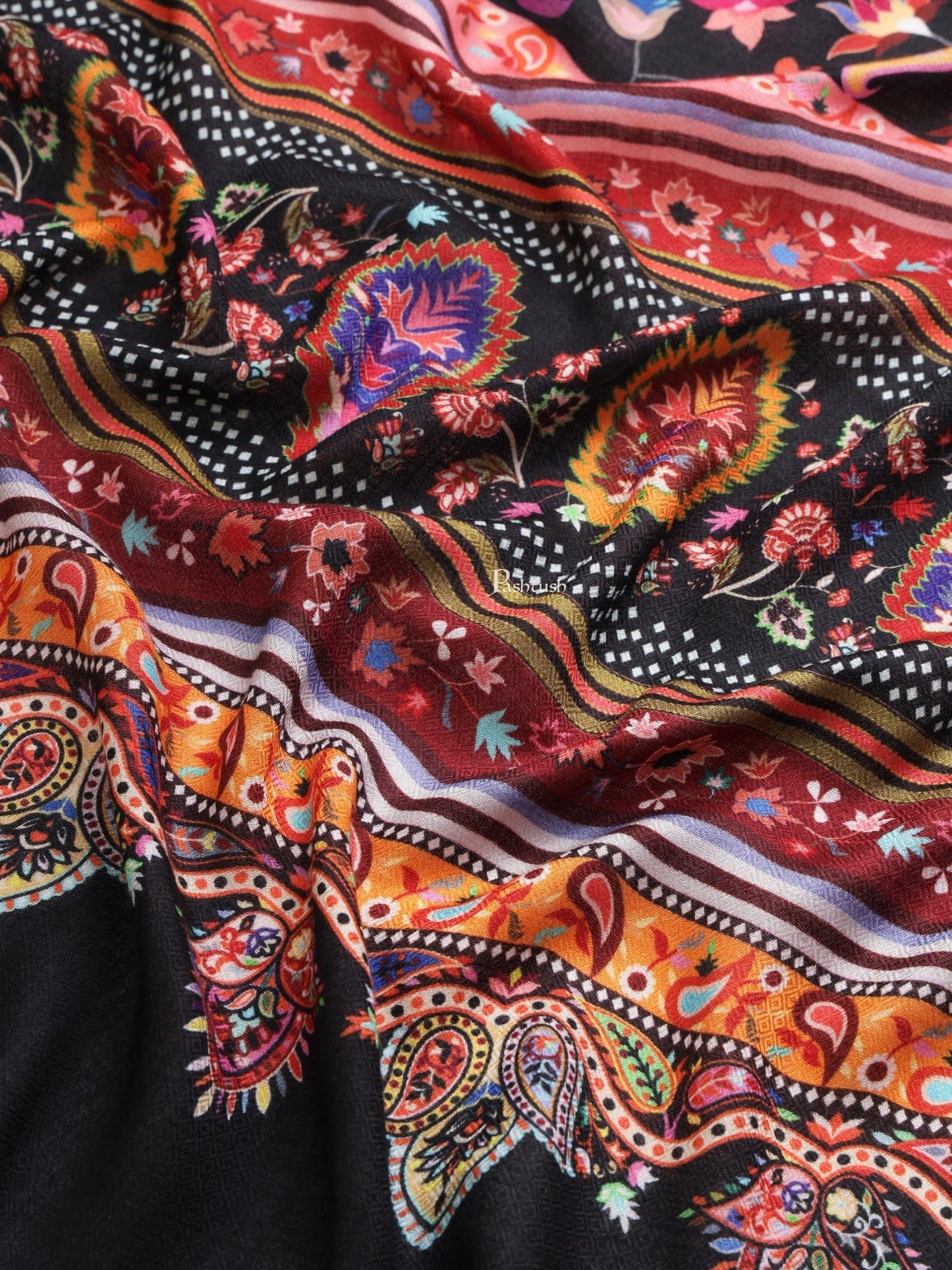Pashtush India Womens Stoles and Scarves Scarf Pashtush Womens Womens, Extra Soft Bamboo, Floral Paisley Printed, Multicolour