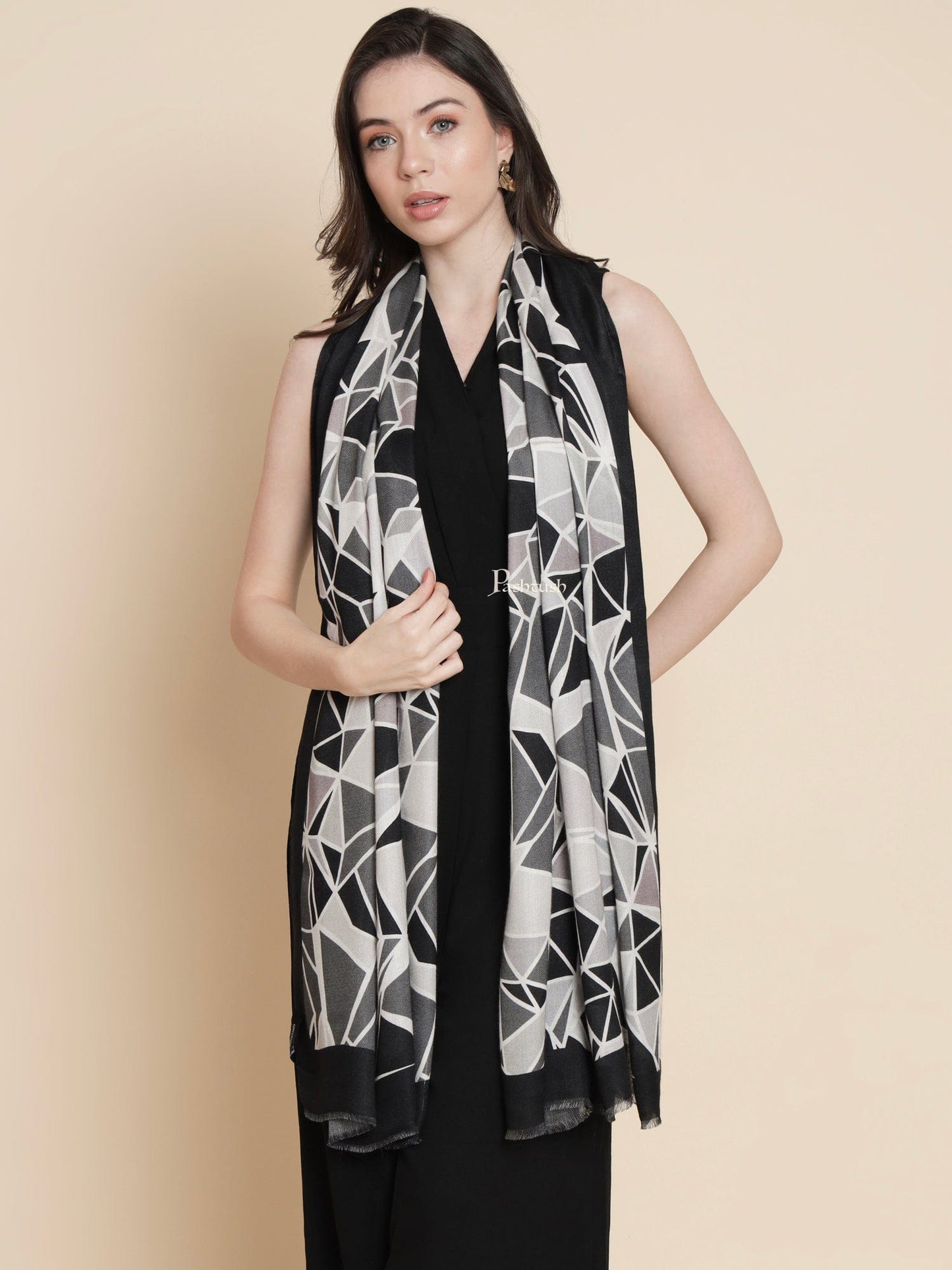 Pashtush India Womens Stoles and Scarves Scarf Pashtush Womens Womens, Extra Soft Bamboo, Geometric Paisley Printed, Multicolour