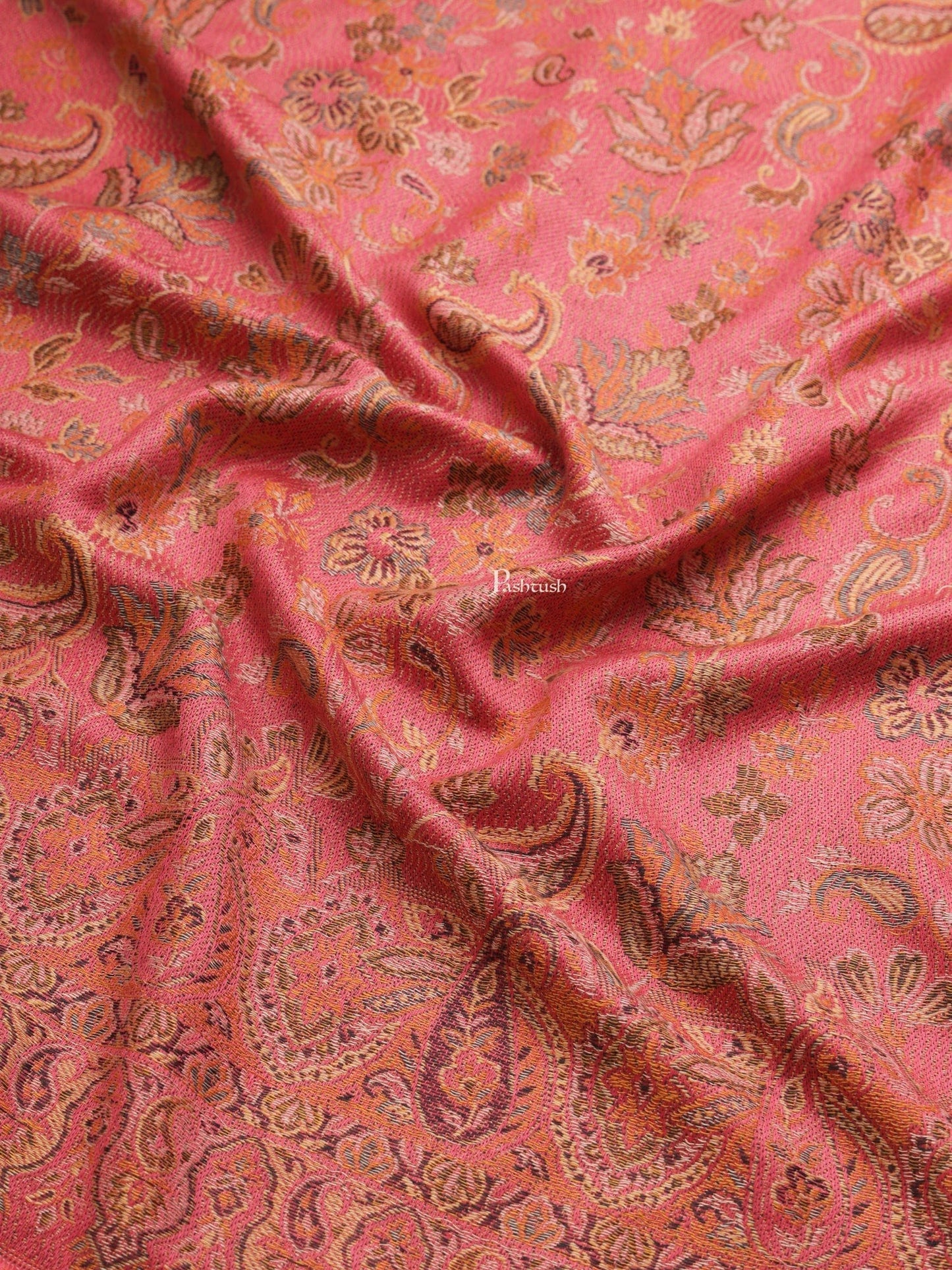 Pashtush India Womens Shawls Pashtush Womens Womens, Faux Pashmina, Paisley Woven Jamawar Jacquard Paisley Woven, Rose