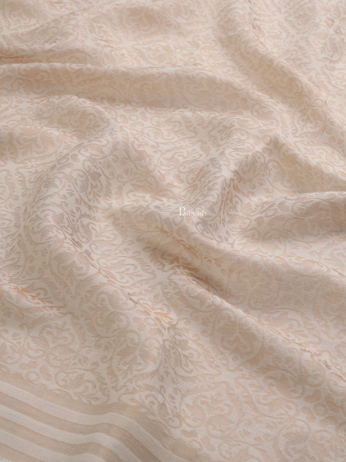 Pashtush India Womens Shawls Pashtush Womens Womens, Wool Extra Fine Count , Geometric Twilight Collection, Soft Metallic Thread Woven, Ivory