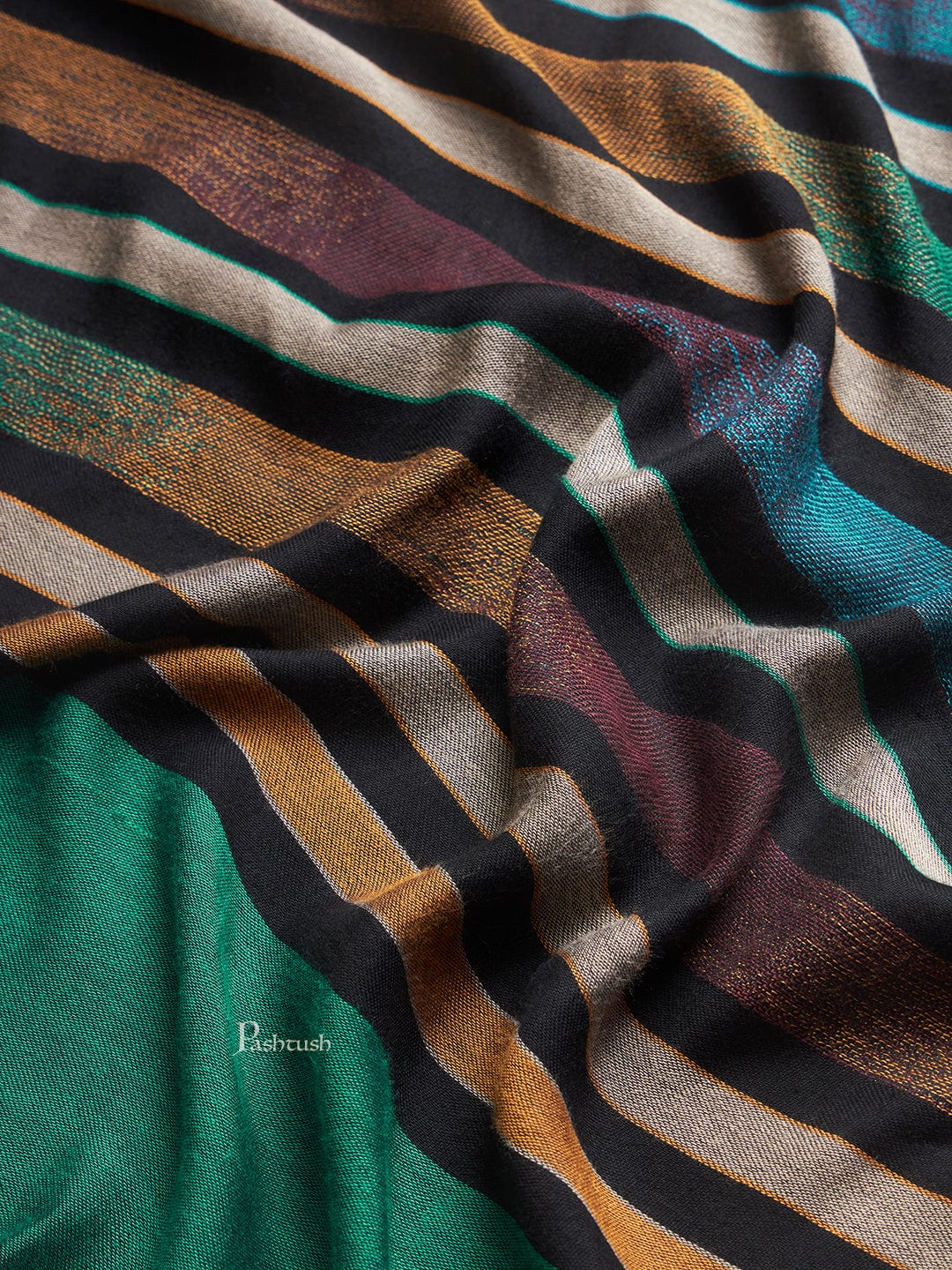Pashtush India Womens Stoles and Scarves Scarf Pashtush Womens Wool Extra Fine Count Stole, Striped Ombre Design, Multicolour
