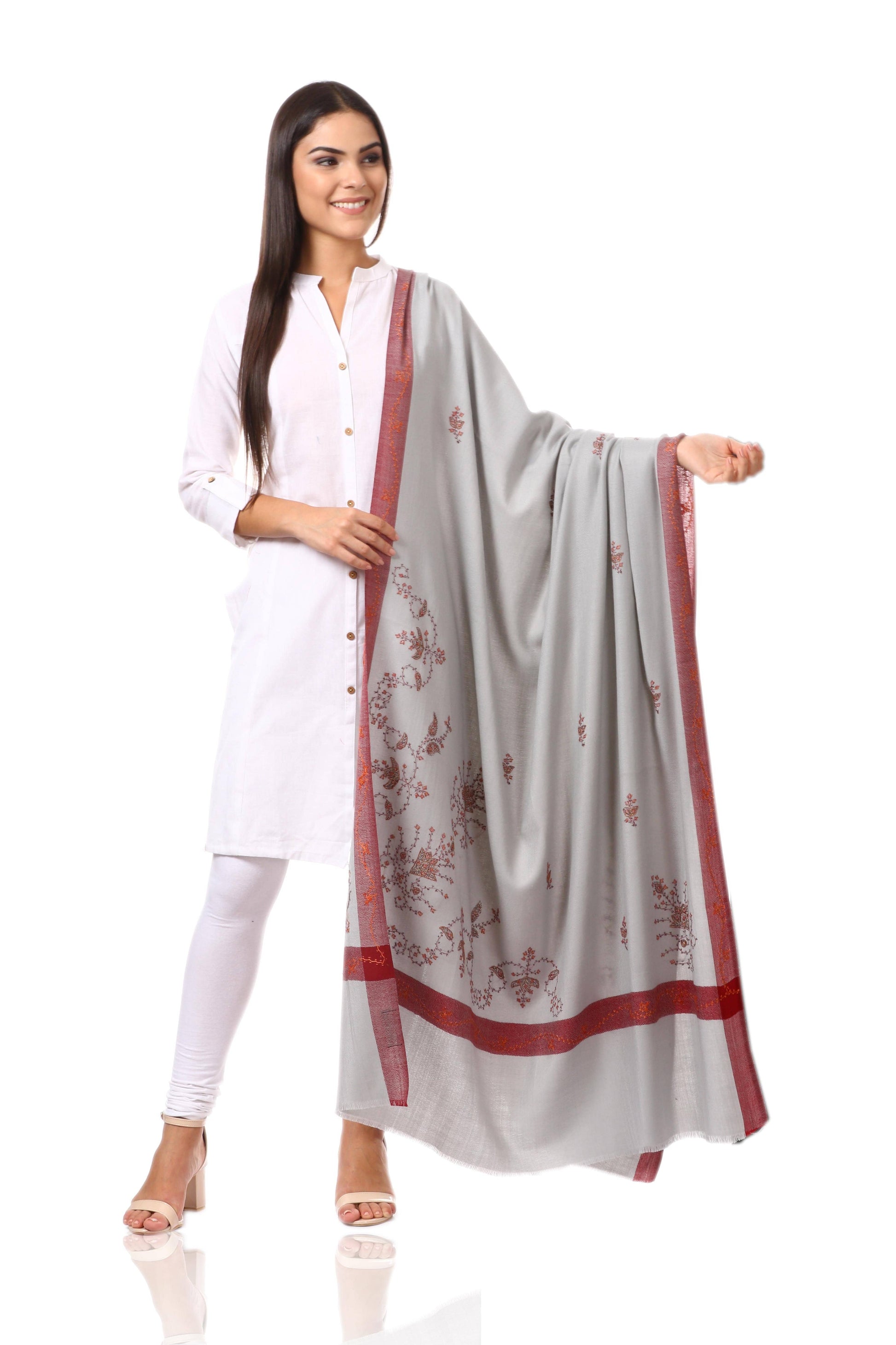 Pashtush Shawl Store Shawl Pashtush Womens Wool Shawl with 100% Hand Embroidery, Large Wrap Shawl