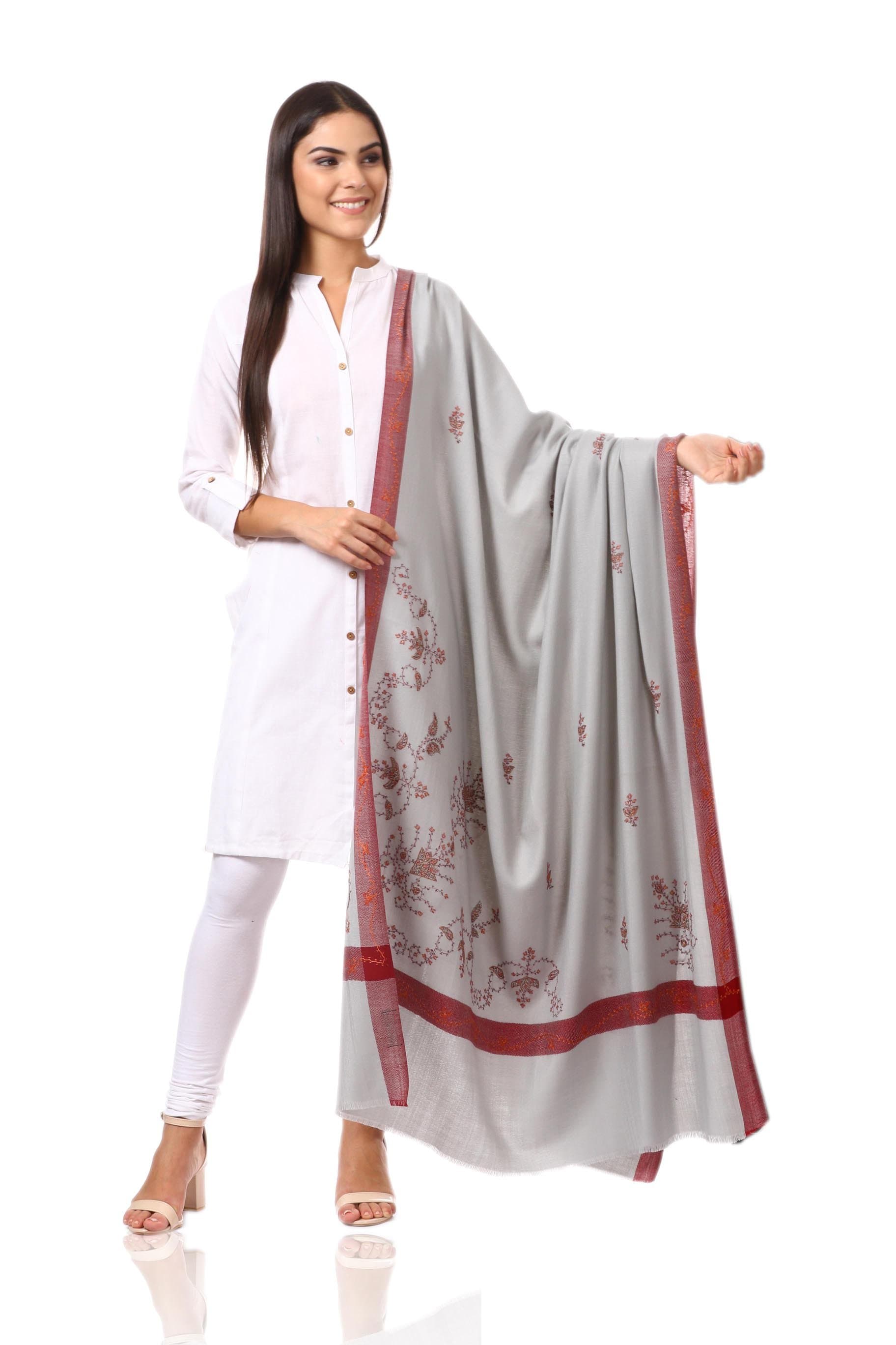 Pashtush Shawl Store Shawl Pashtush Womens Wool Shawl with 100% Hand Embroidery, Large Wrap Shawl