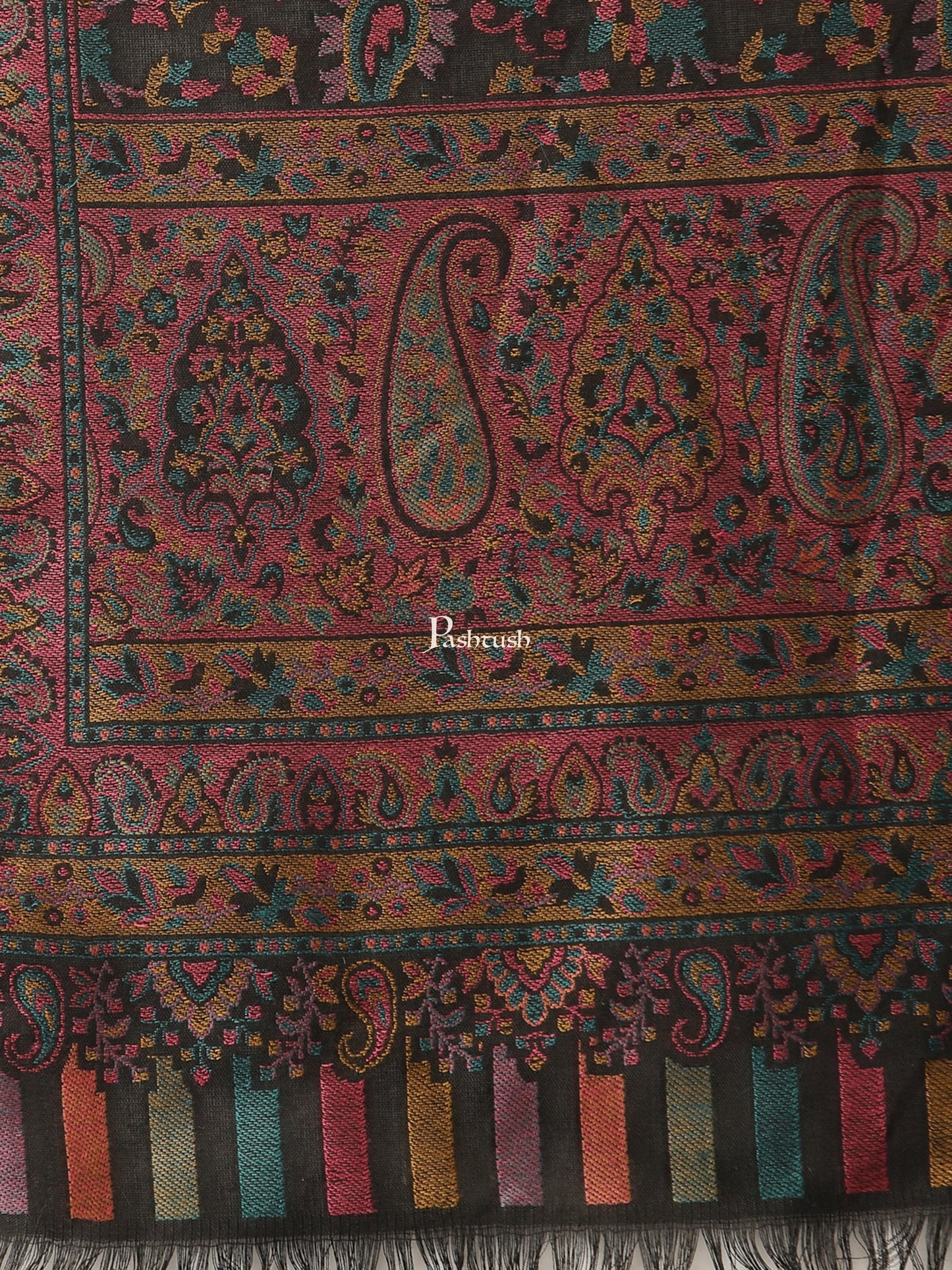 Pashwool Womens Shawls Pashtush Womens Woollen Ethnic Design Shawl, Soft And Warm, Light Weight, Multicolour