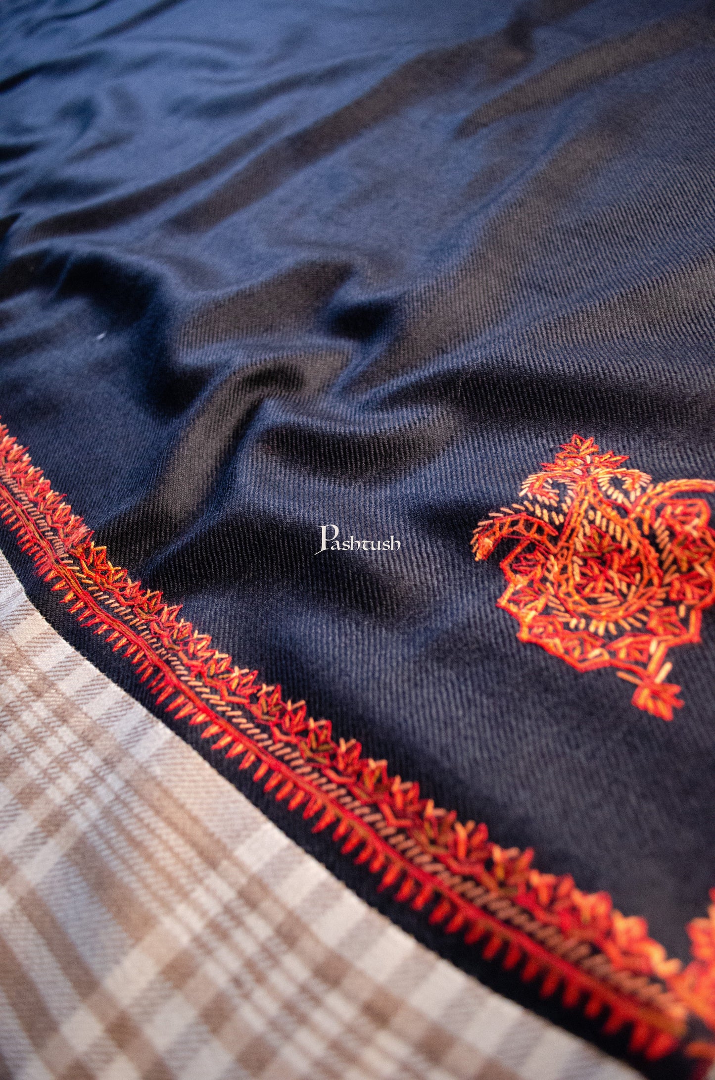 Pashtush India Womens Shawls Pashtush Womens Woollen Shawl, Design, Black