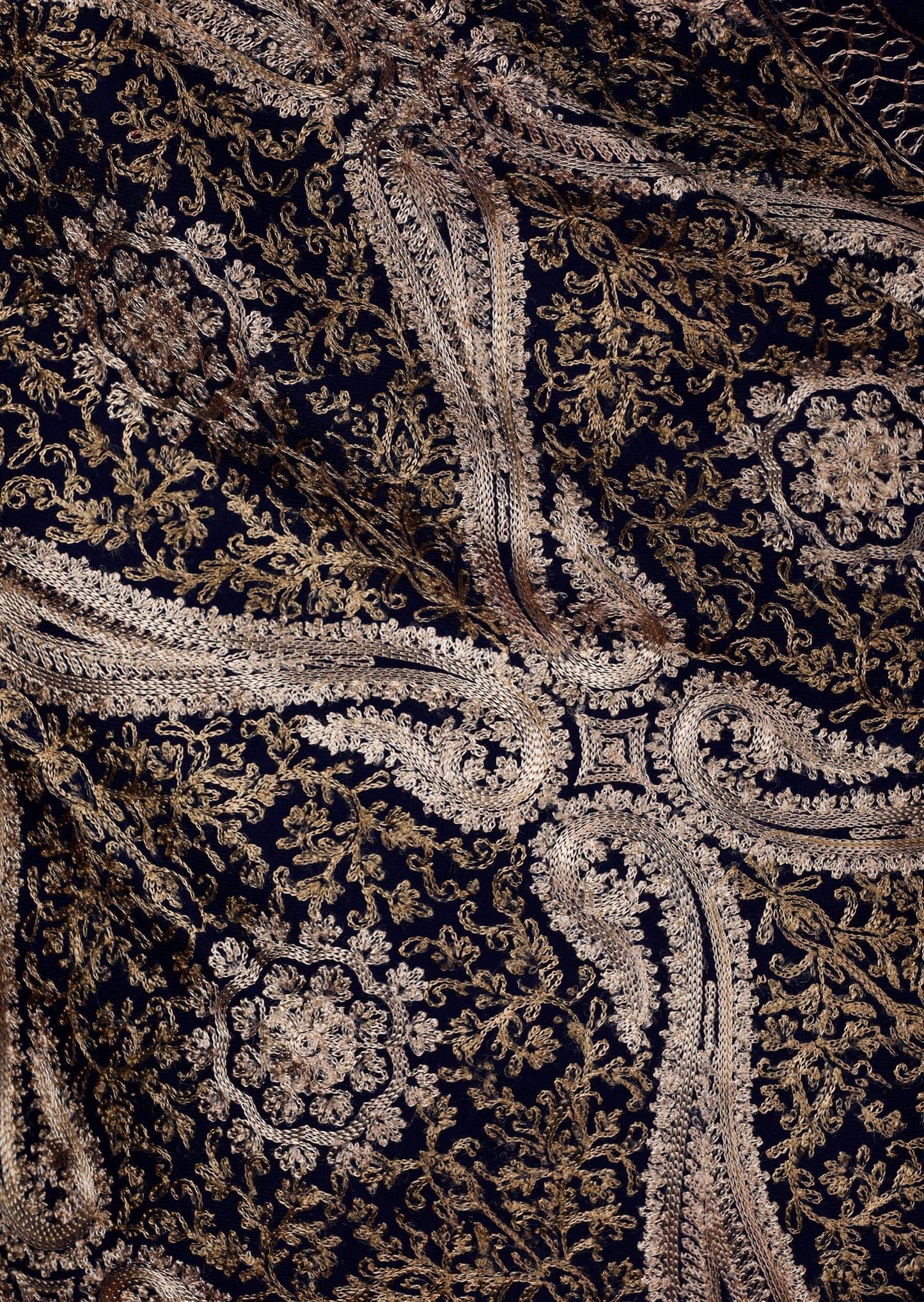 Pashtush Store Stole Pashtush Womens Woollen Stole, Silky Nalki Embroidery Needlework Stole, Midnight