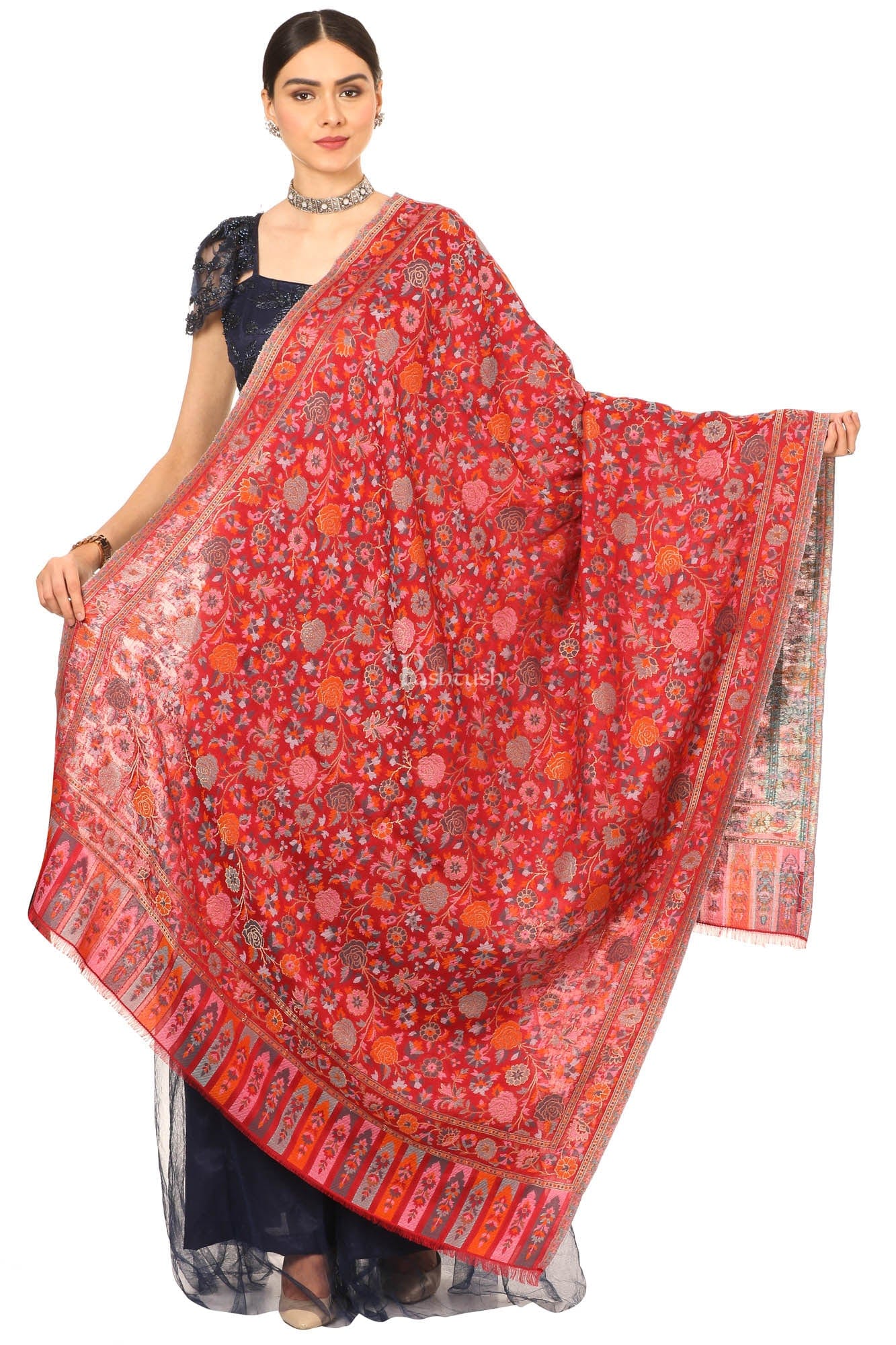 Pashtush India Womens Shawls Pashtush Womens Woven Ethnic Shawl, Woollen, Faux Pashmina Shawl Multi Coloured