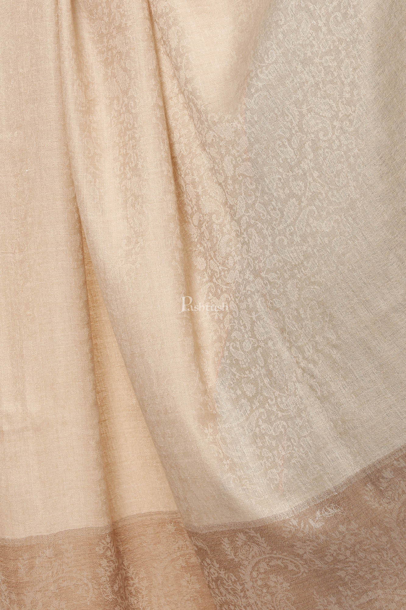 Pashtush India Womens Shawls Pashtush Womens Woven Extra Fine Wool Pashmina Shawl With Paiseley Weave