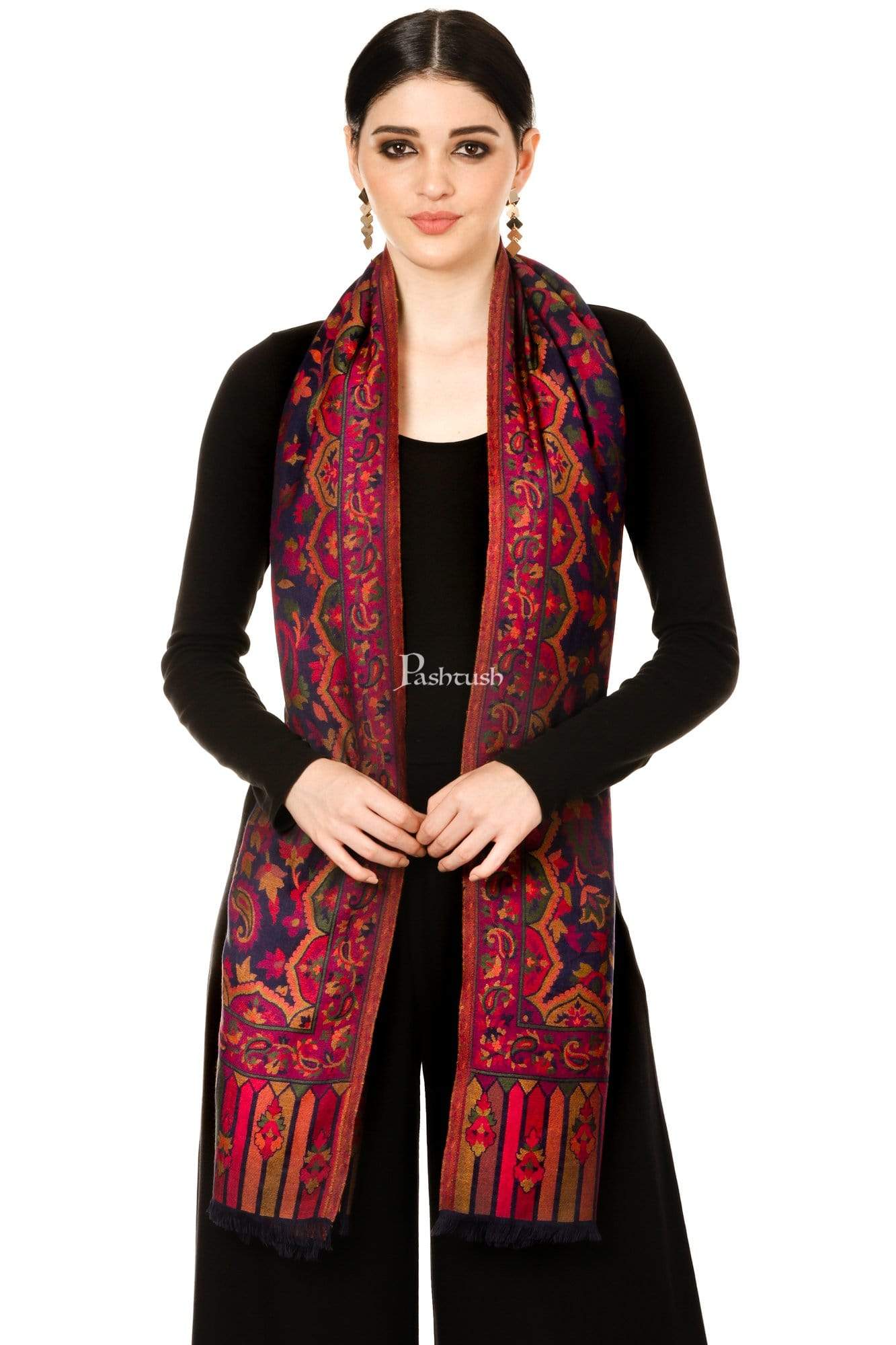 Pashtush Store Shawl Pashtush Womens Woven Kaani Shawl, Woollen, Faux Pashmina Shawl