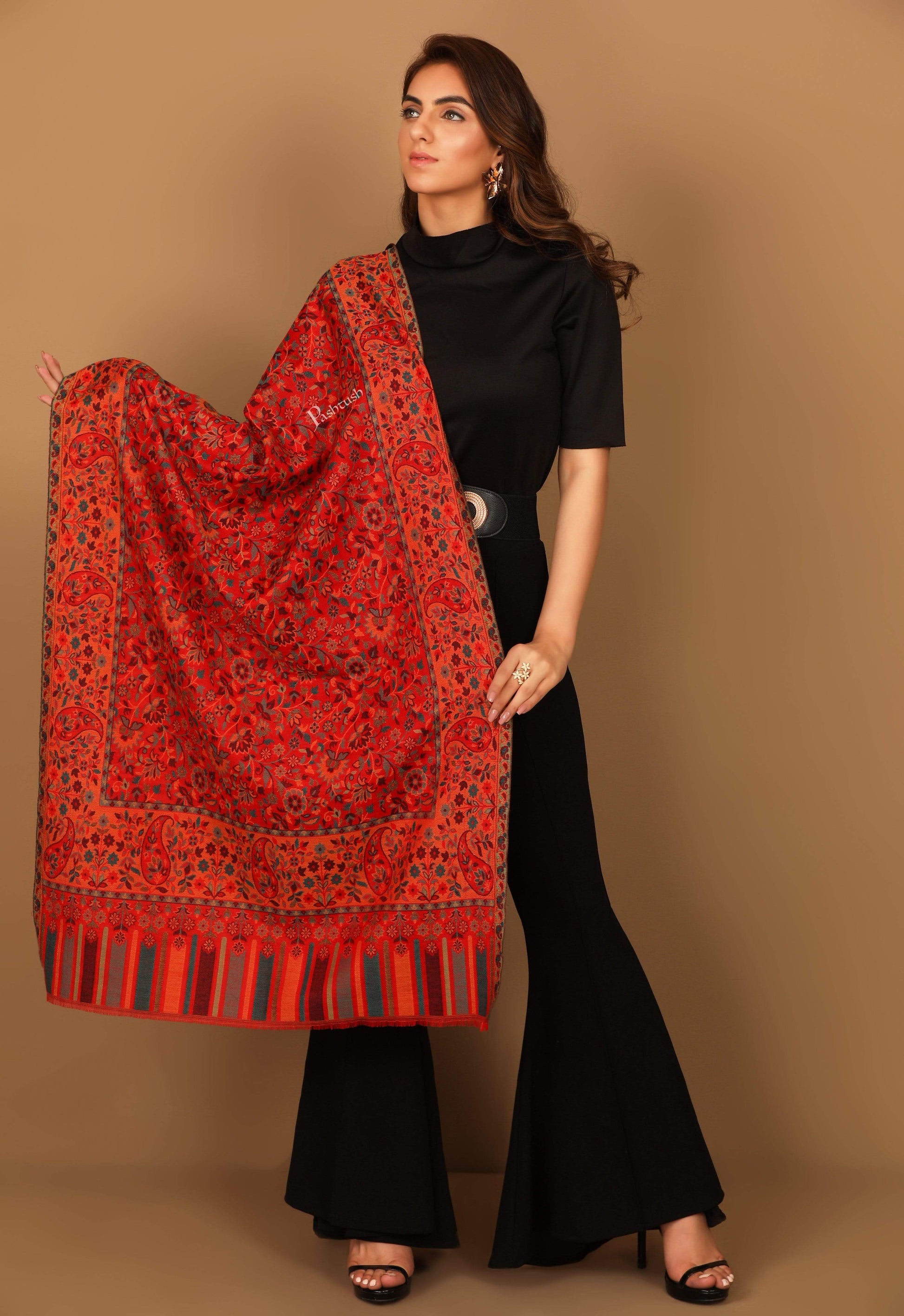 Pashtush Store Stole Pashtush Womens Woven Kaani Stole, Woollen, Faux Pashmina Stole