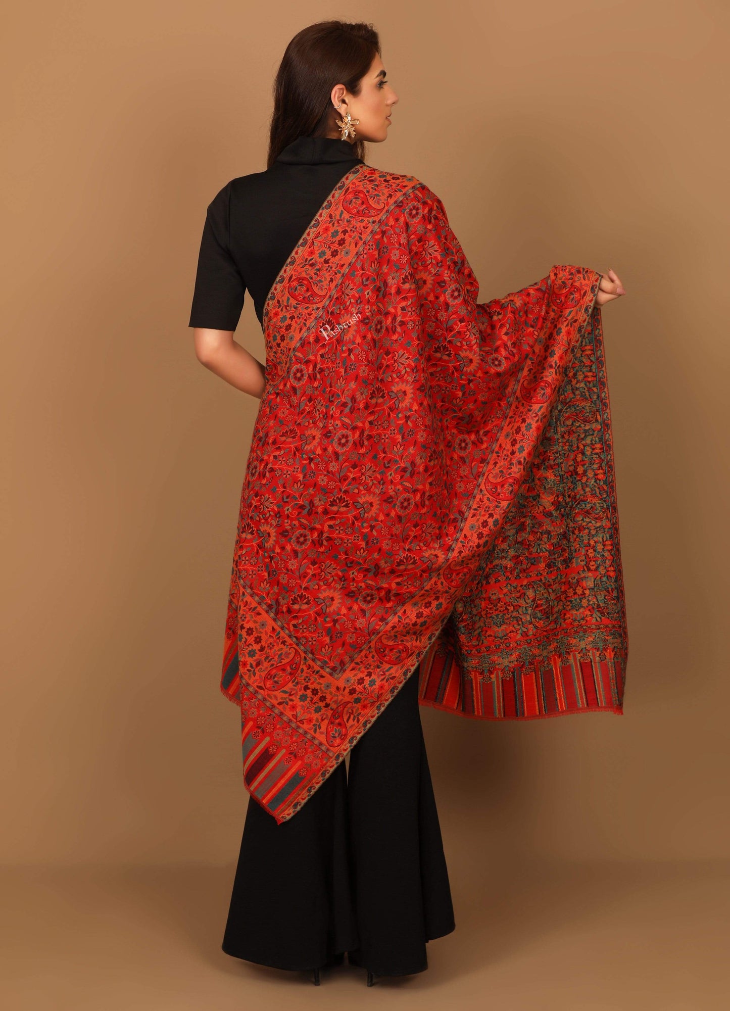 Pashtush Store Stole Pashtush Womens Woven Kaani Stole, Woollen, Faux Pashmina Stole