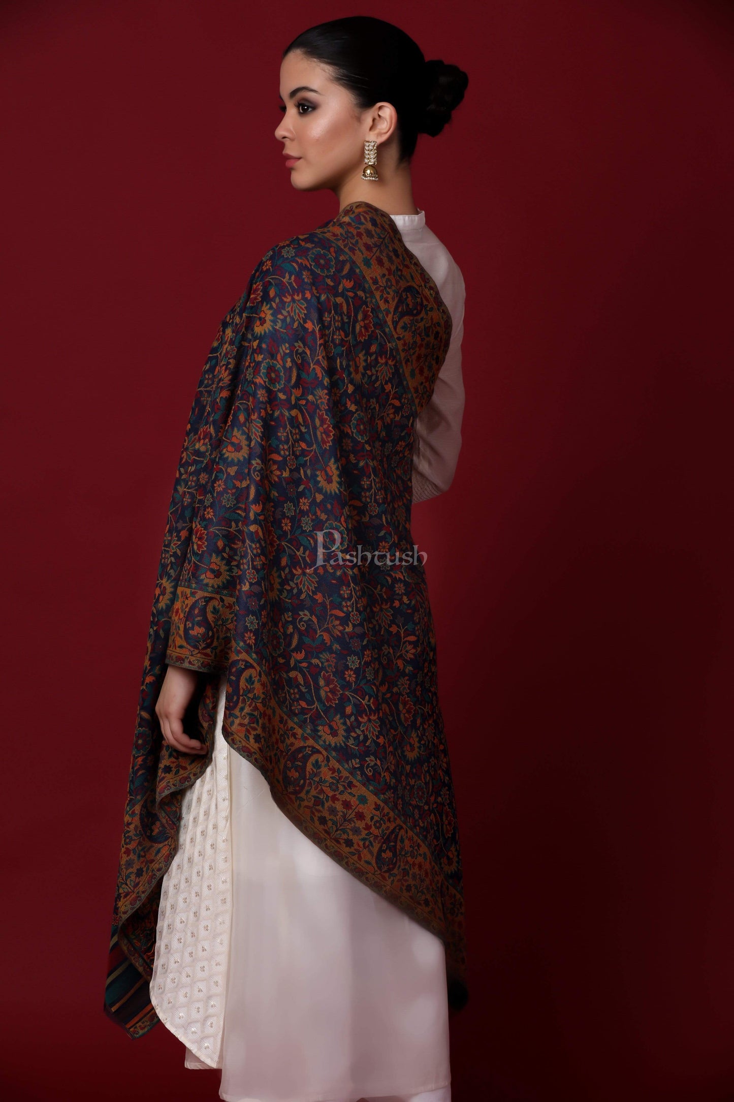 Pashtush Store Stole Pashtush Womens Woven Kaani Stole, Woollen, Faux Pashmina Stole, Multicoloured