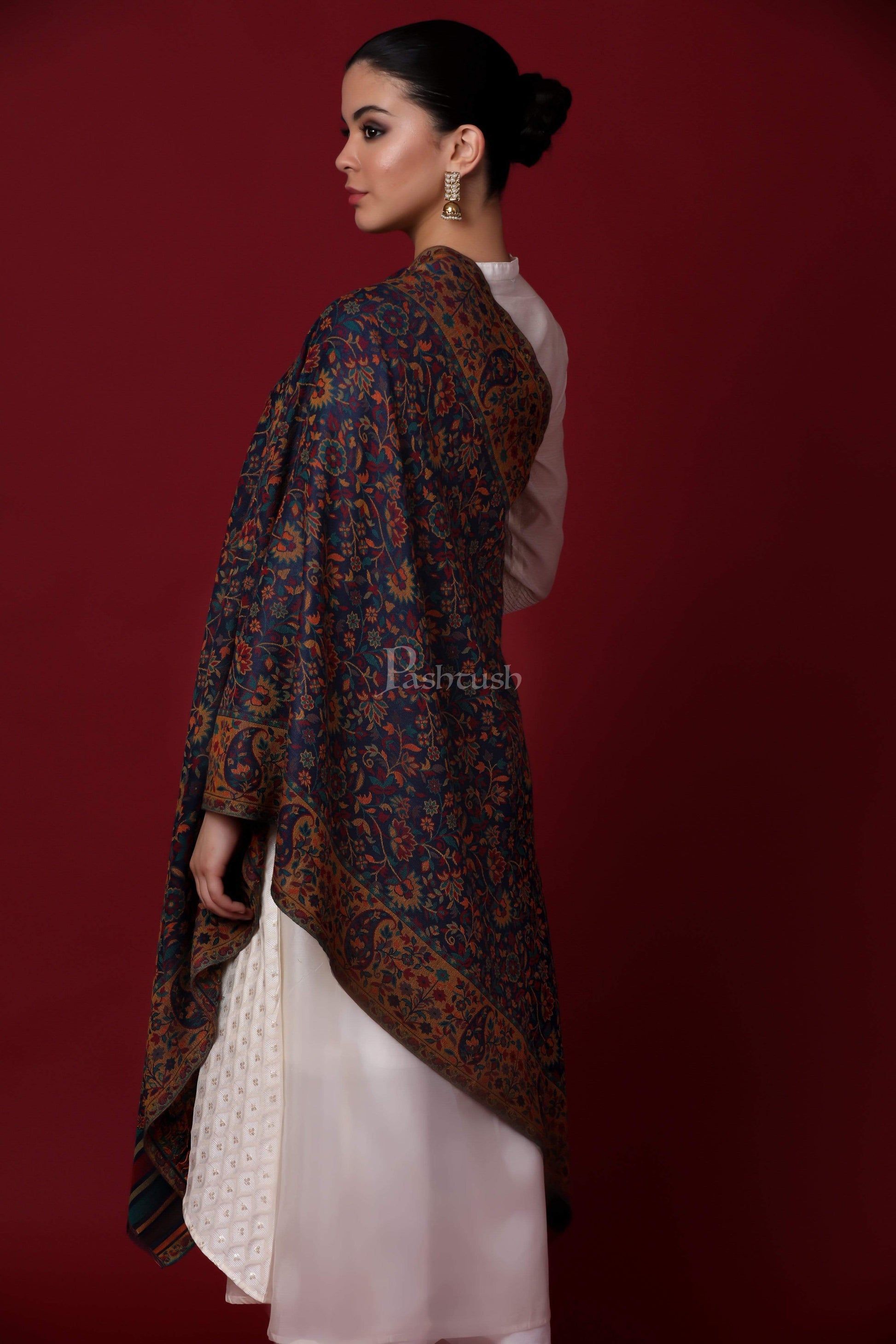 Pashtush Store Stole Pashtush Womens Woven Kaani Stole, Woollen, Faux Pashmina Stole, Multicoloured