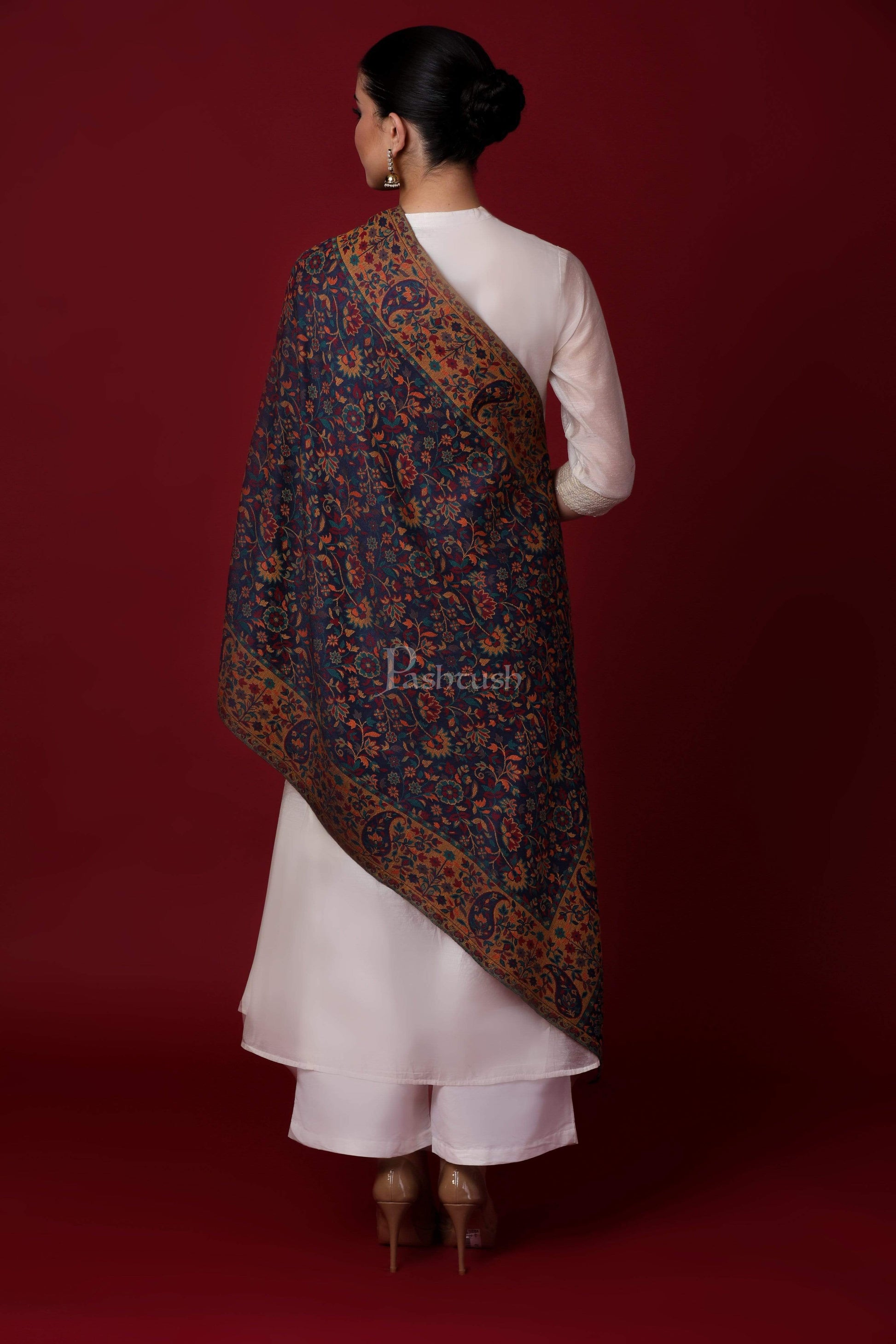 Pashtush Store Stole Pashtush Womens Woven Kaani Stole, Woollen, Faux Pashmina Stole, Multicoloured