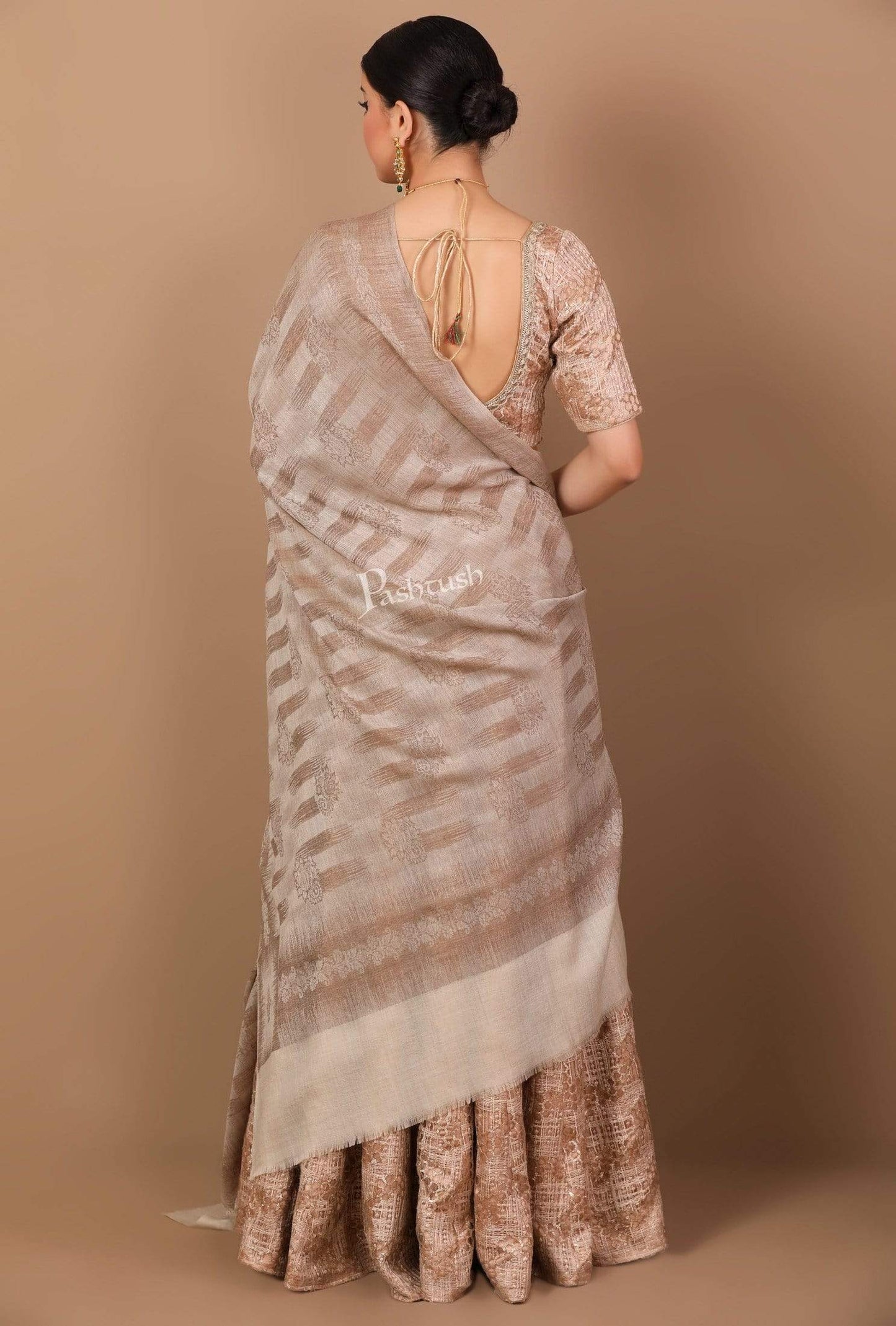 Pashtush India 70x200 Pashtush Womens Woven Paisley, Self Shawl, in Extra Soft Fine Wool, Large Wrap Size