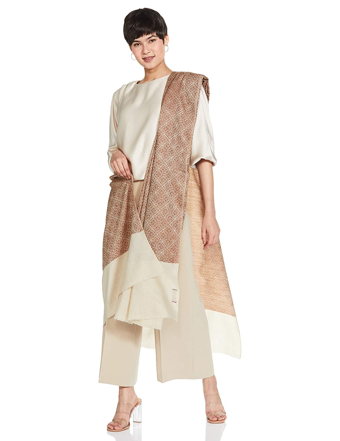 Pashtush India 100x200 PASHTUSH WOMENS WOVEN PAISLEY, SELF SHAWL, IN EXTRA SOFT FINE WOOL, LARGE WRAP SIZE