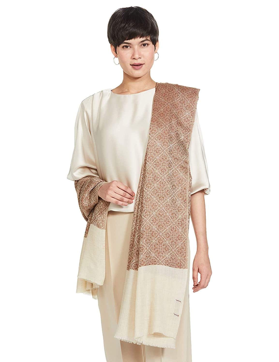 Pashtush India 100x200 PASHTUSH WOMENS WOVEN PAISLEY, SELF SHAWL, IN EXTRA SOFT FINE WOOL, LARGE WRAP SIZE