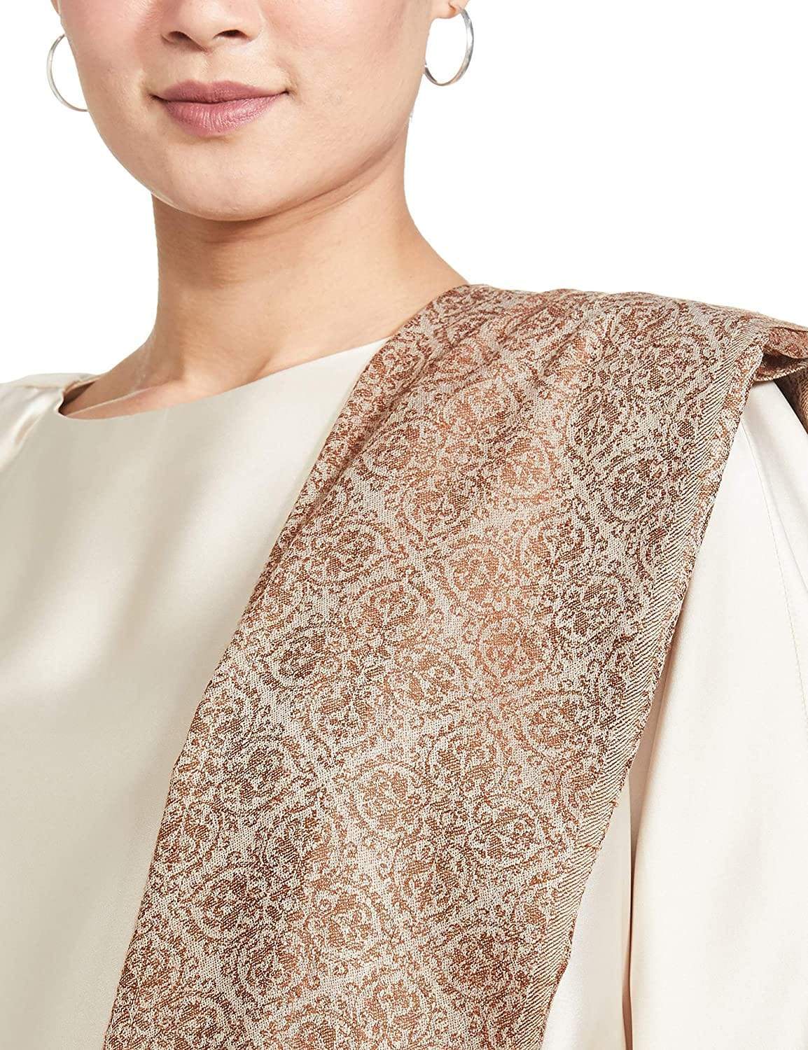 Pashtush India 100x200 PASHTUSH WOMENS WOVEN PAISLEY, SELF SHAWL, IN EXTRA SOFT FINE WOOL, LARGE WRAP SIZE