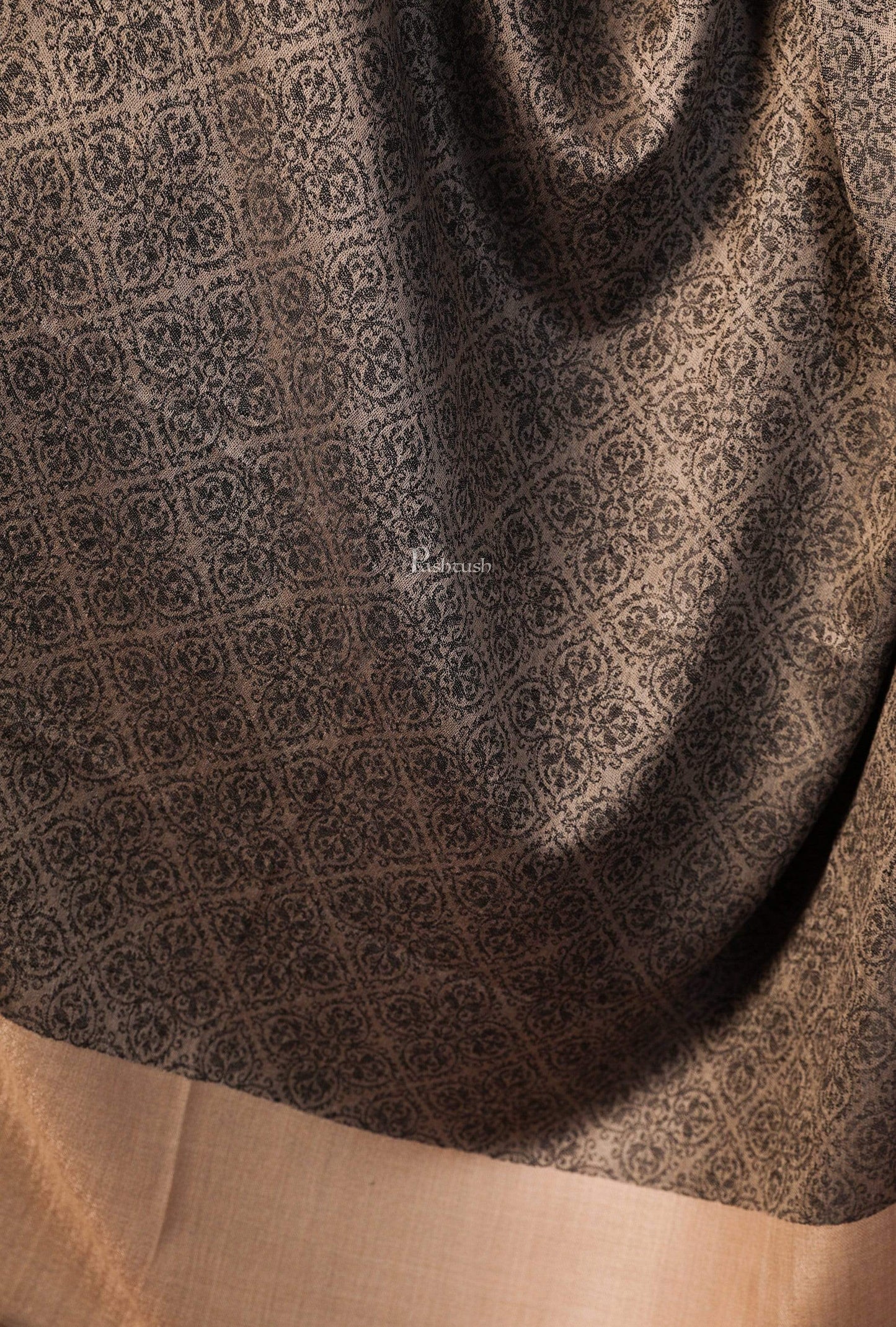 Pashtush India 100x200 Pashtush Womens Woven Paisley, Self Shawl, In Extra Soft Fine Wool, Large Wrap Size
