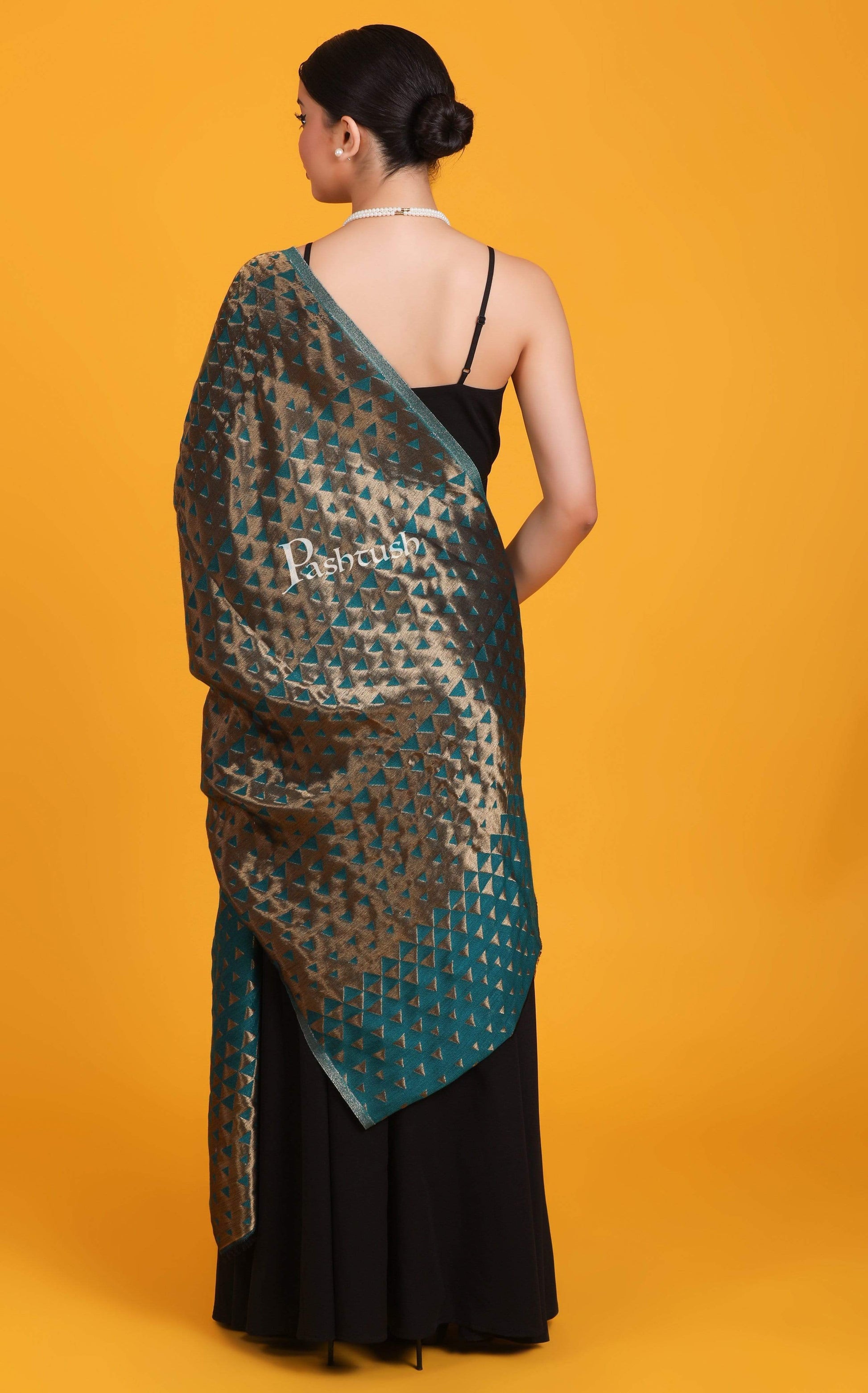 Pashtush Shawl Store Stole Pashtush Womens Zari Weave Stole, Scarf