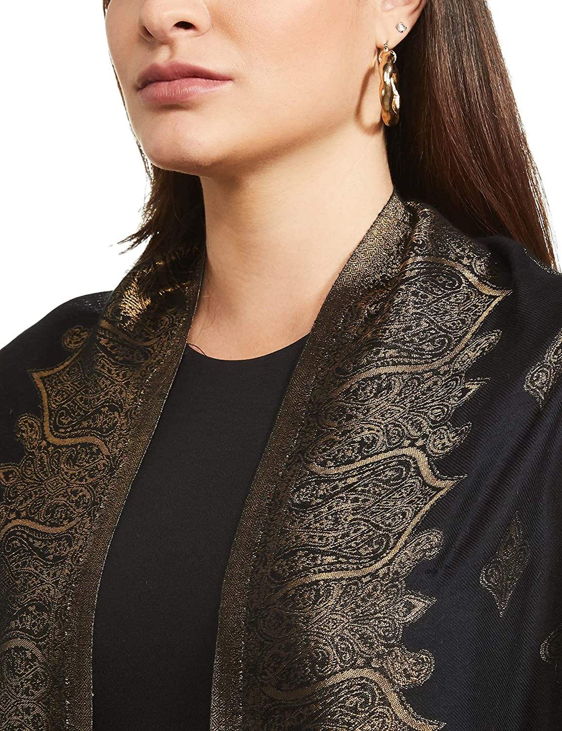 Pashtush India 70x200 PASHTUSH WOMENS ZARI WEAVE STOLE, SCARF