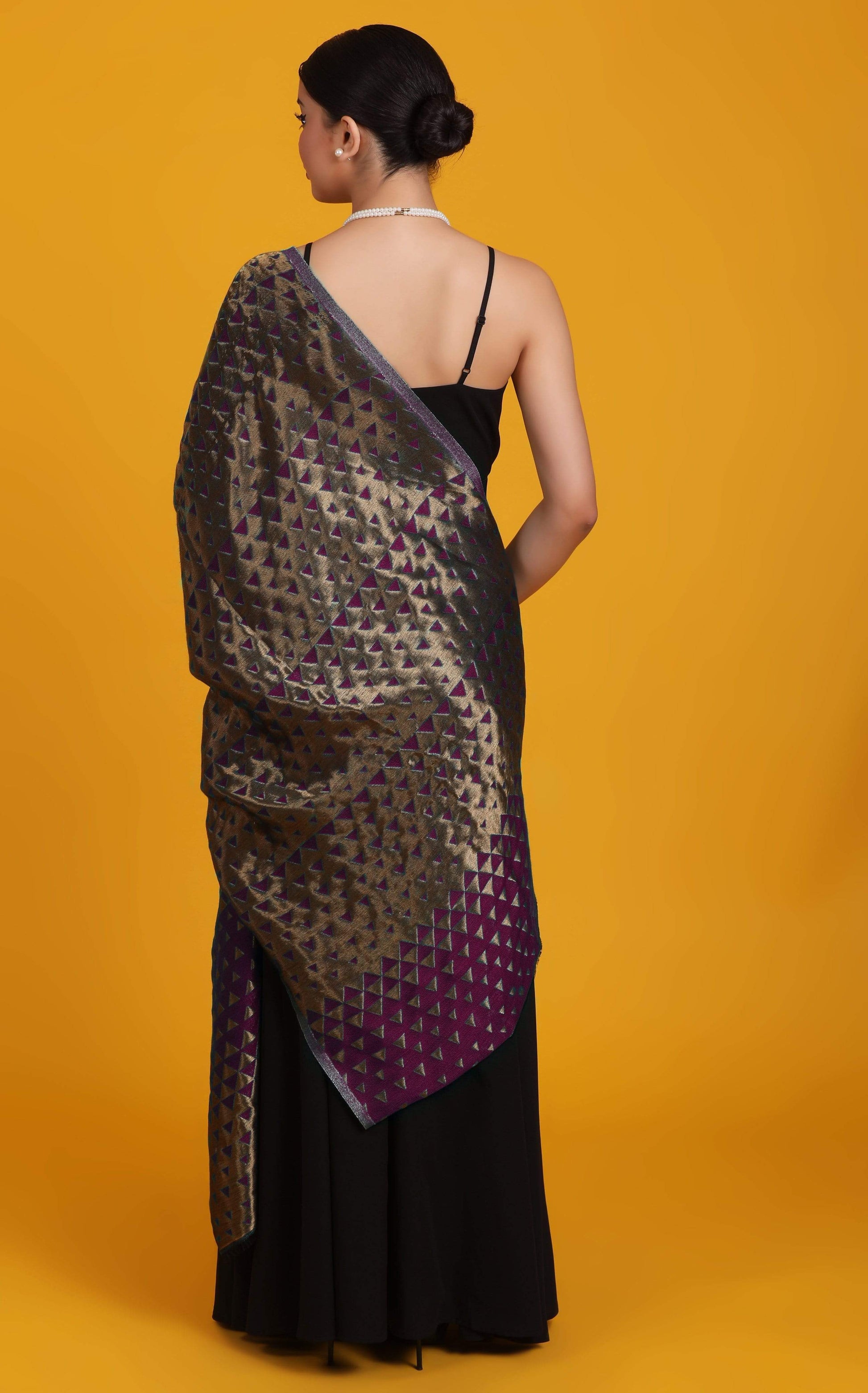 Pashtush Shawl Store Stole Pashtush Womens Zari Weave Stole, Scarf, Majenta