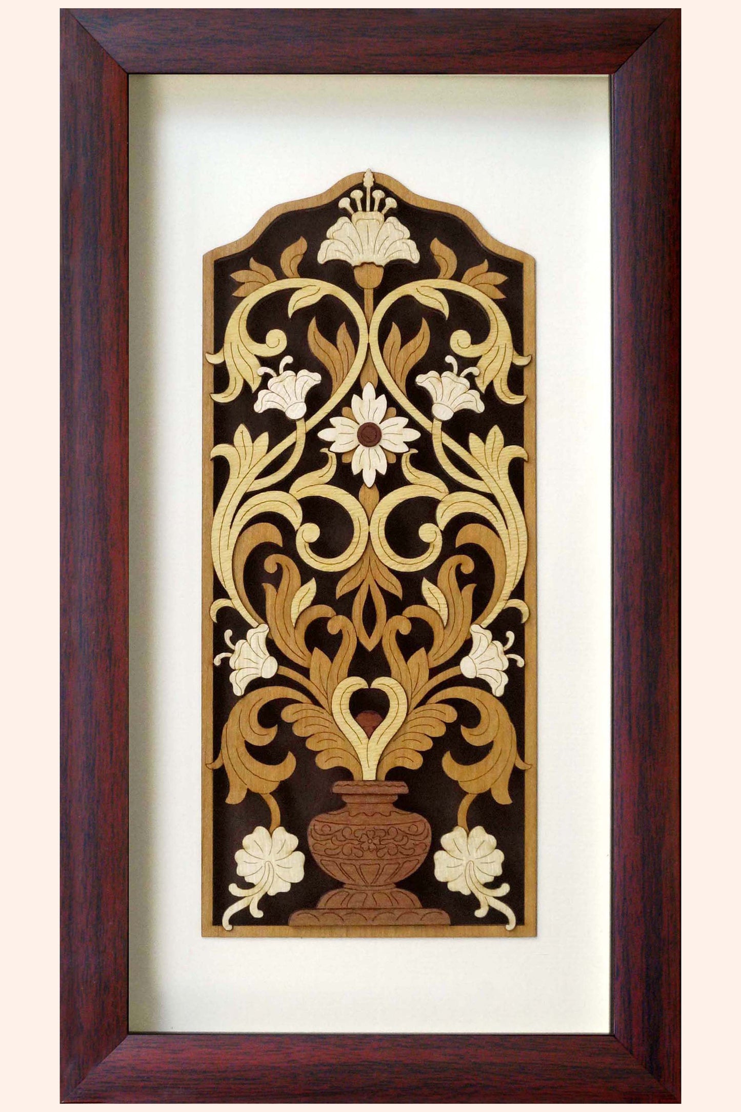 pashtush Artwork Pashtush Wooden Artwork, Baroque Motif, Made using Multicoloured Natural Wood, Wall Decor