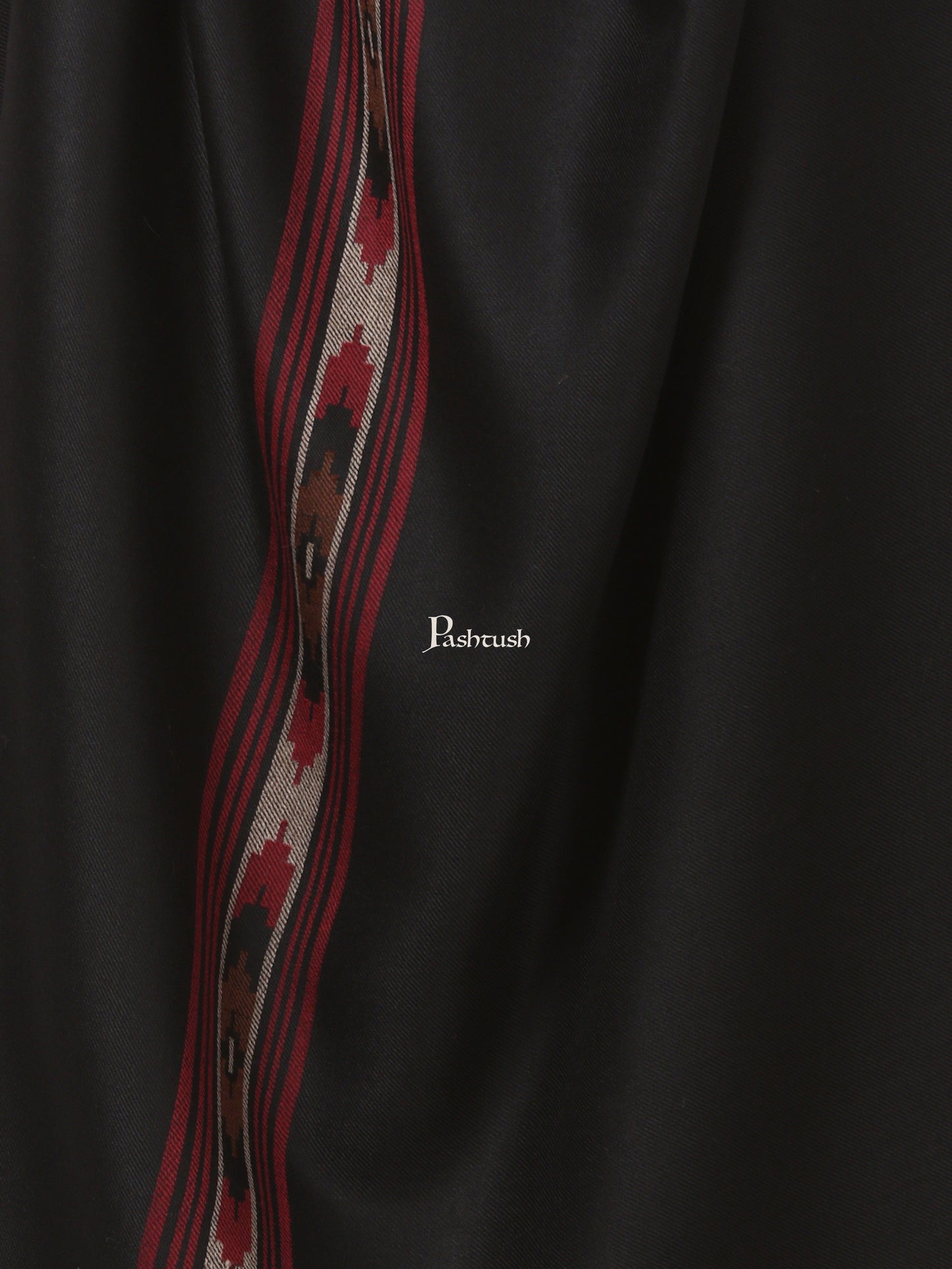 Pashtush India Mens Shawls Gents Shawl Pashtush Woven Aztec Design Mens Full Size Shawl In Extra Fine Wool - Black