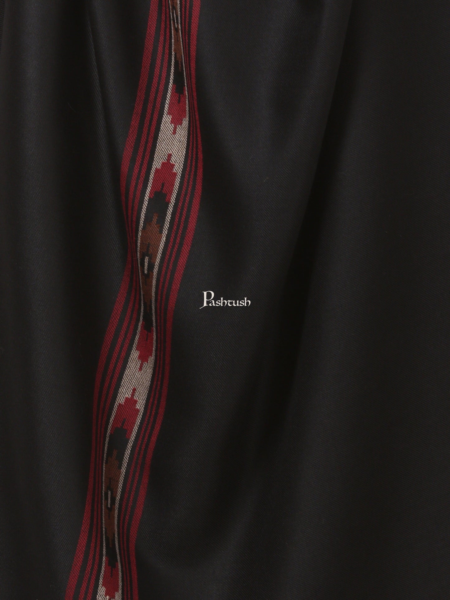 Pashtush India Mens Shawls Gents Shawl Pashtush Woven Aztec Design Mens Full Size Shawl In Extra Fine Wool -Black