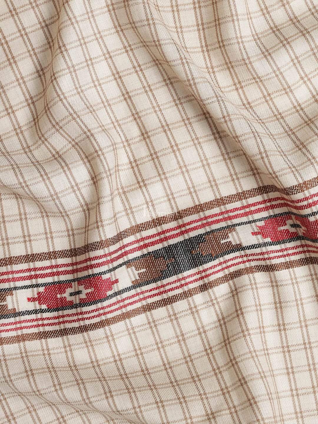 Pashtush India 127x254 Pashtush Woven Aztec Design Mens Full Size Shawl In Extra Fine Wool - Taupe