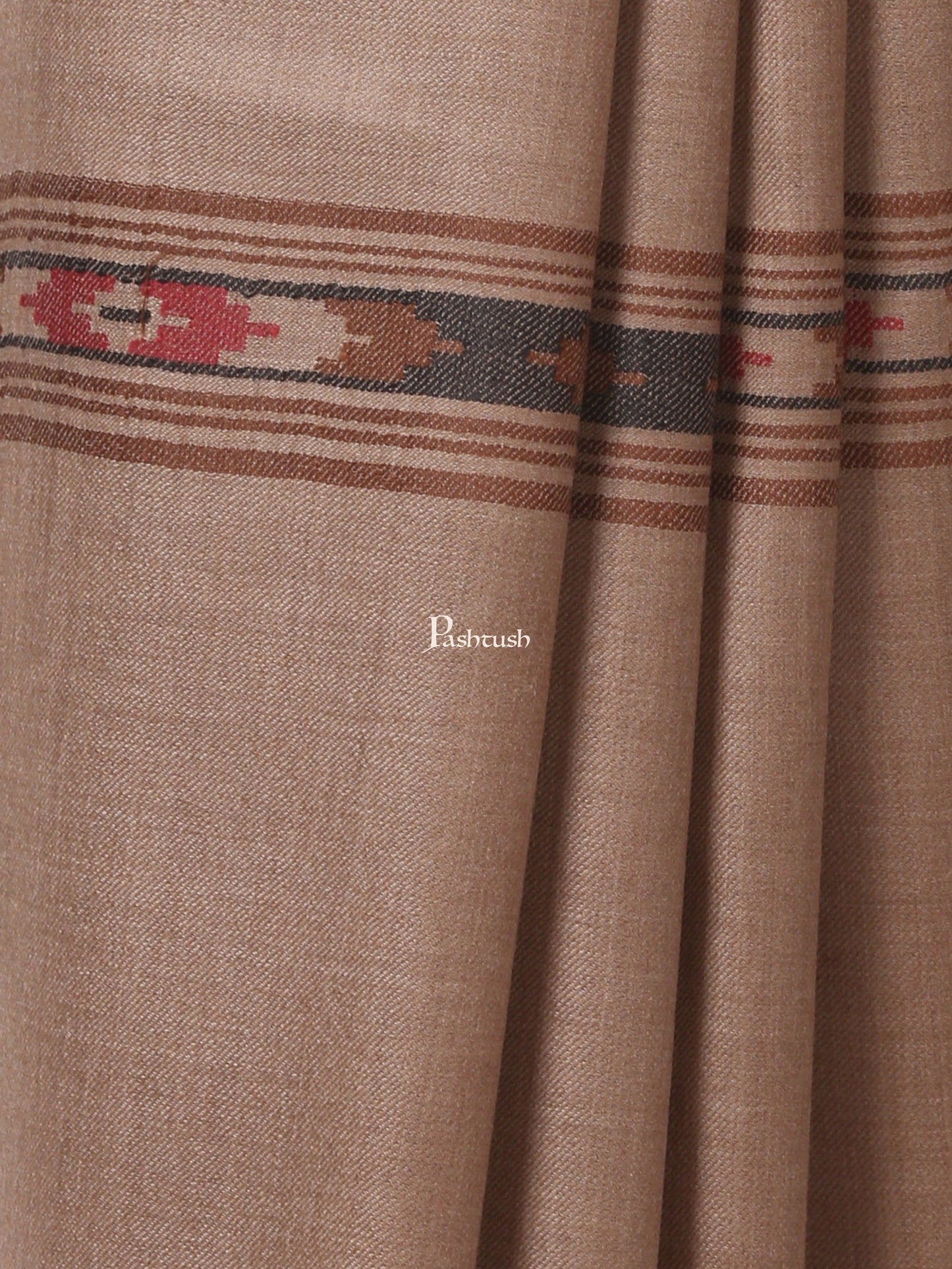 Pashtush India Mens Shawls Gents Shawl Pashtush Woven Aztec Design Mens Shawl (Lambs Wool) Beige