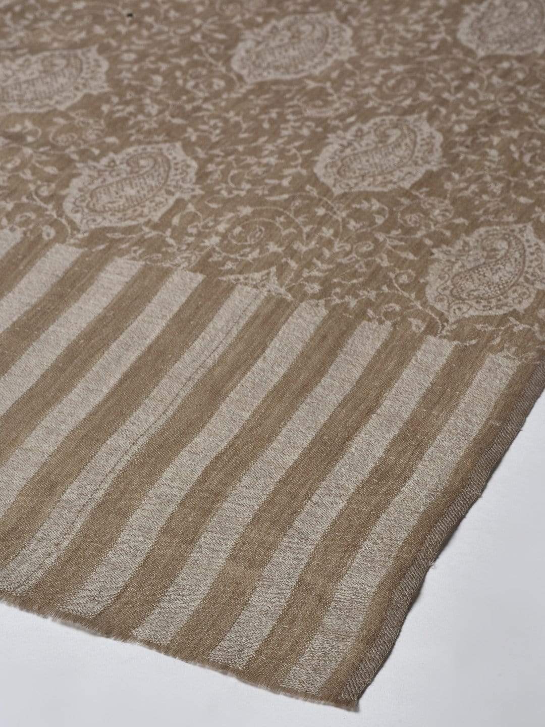 Pashtush India 100x200 Pashutsh Women Beige Taupe Ethnic Motifs Woven Design Designer Shawl