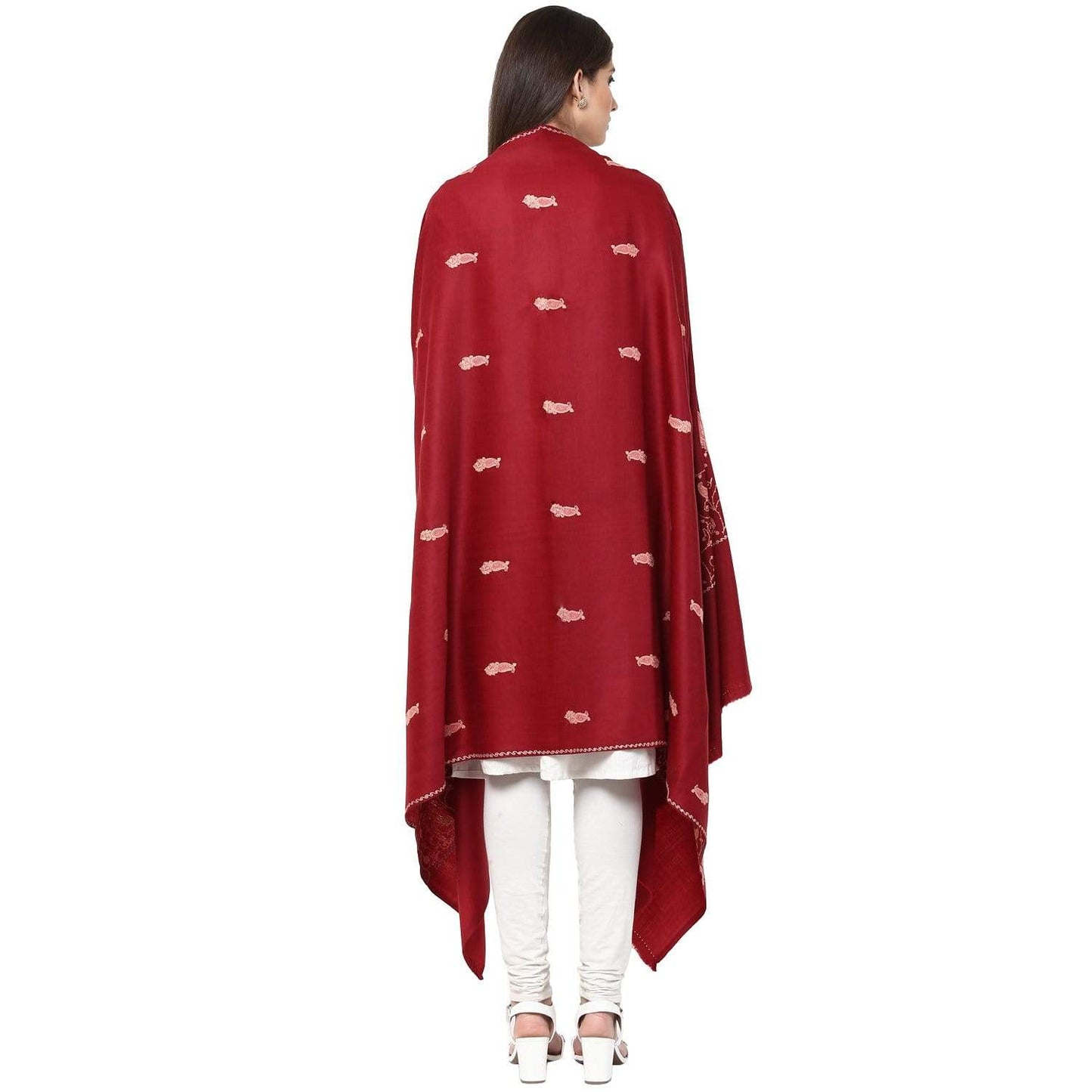 Pashtush India 100x200 Pashutsh Womens Kashmri Embroidery Shawl - Maroon