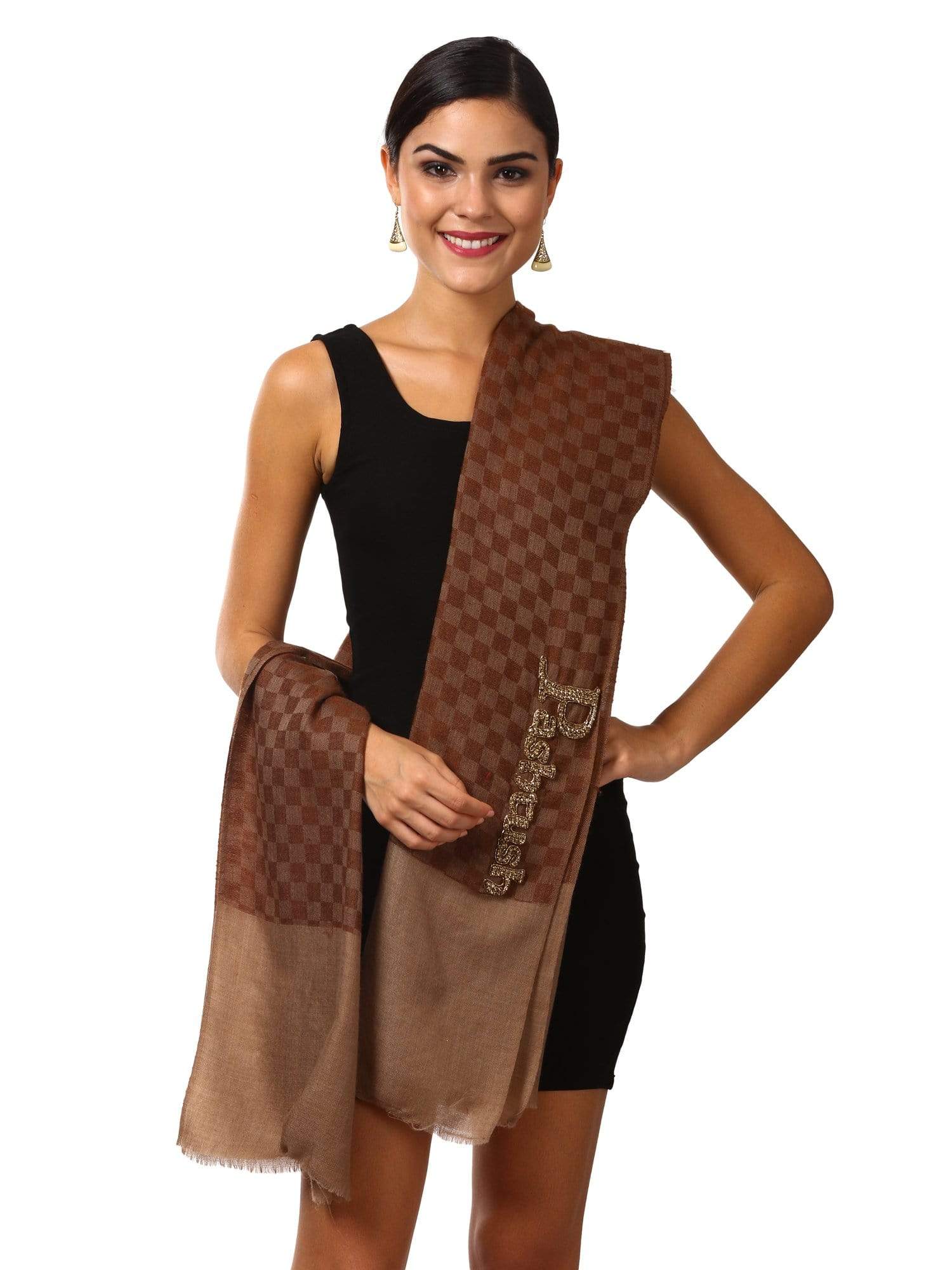 Pashtush Shawl Store Stole Pashutsh Womens Signature Pashmina Scarf with Pashtush Charm Logo