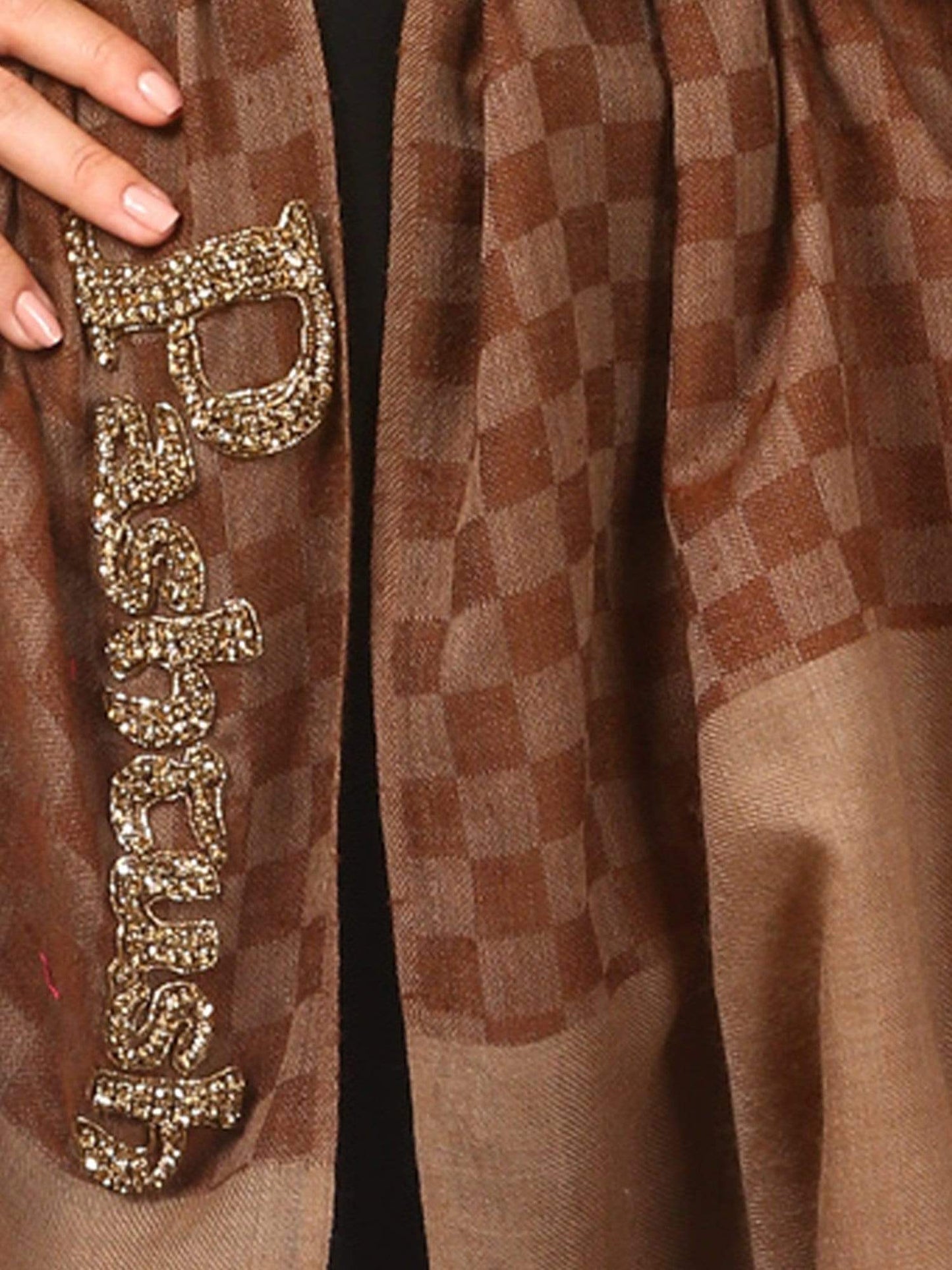 Pashtush Shawl Store Stole Pashutsh Womens Signature Pashmina Scarf with Pashtush Charm Logo