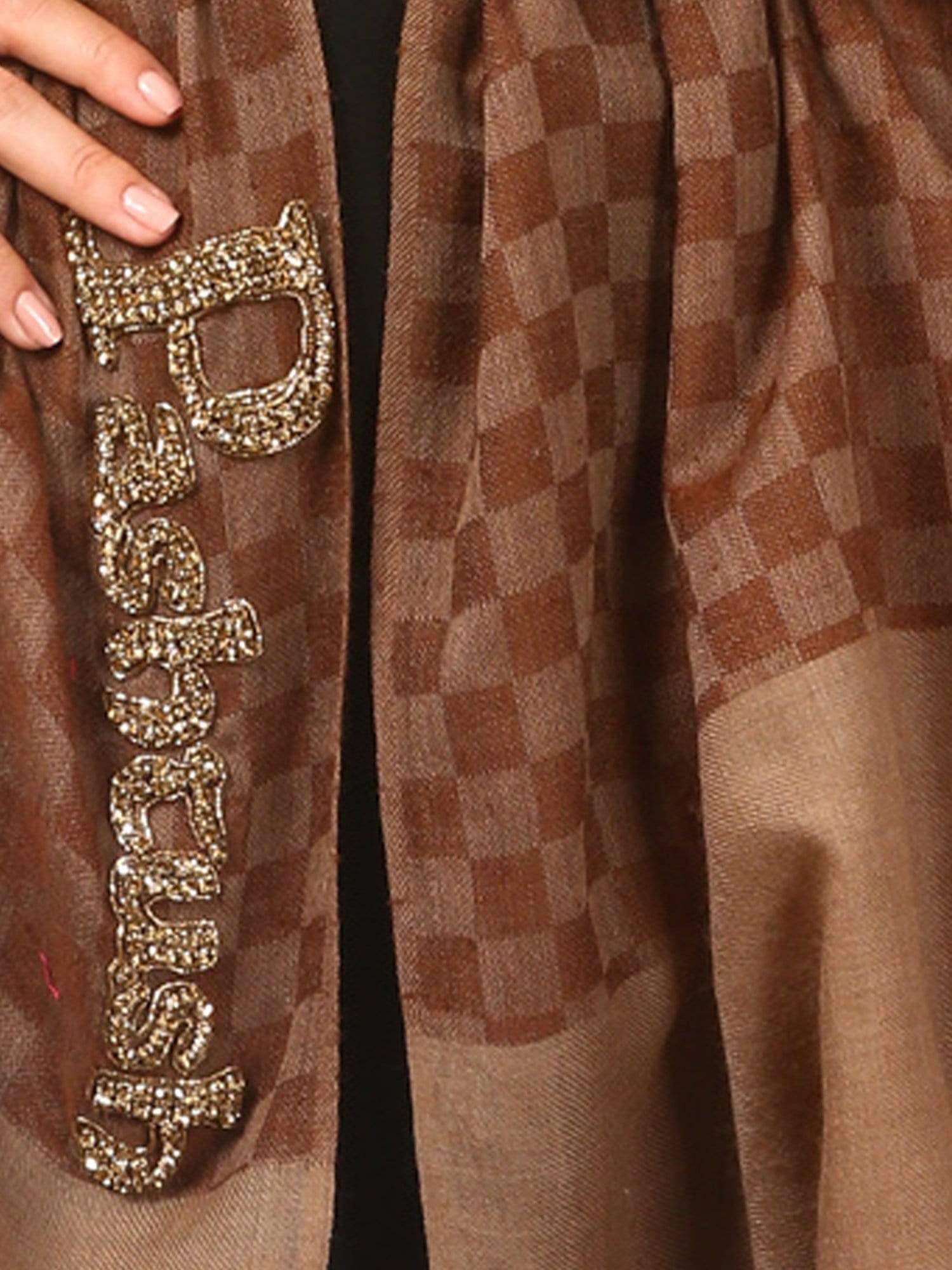 Pashtush Shawl Store Stole Pashutsh Womens Signature Pashmina Scarf with Pashtush Charm Logo